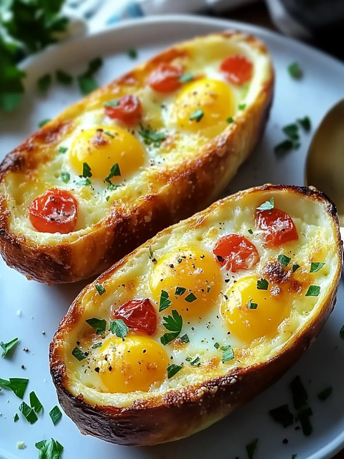 Cheesy Baked Egg Boats with Vegetables Recipe: Breakfast Bliss 4 Cheesy Baked Egg Boats with Vegetables Recipe