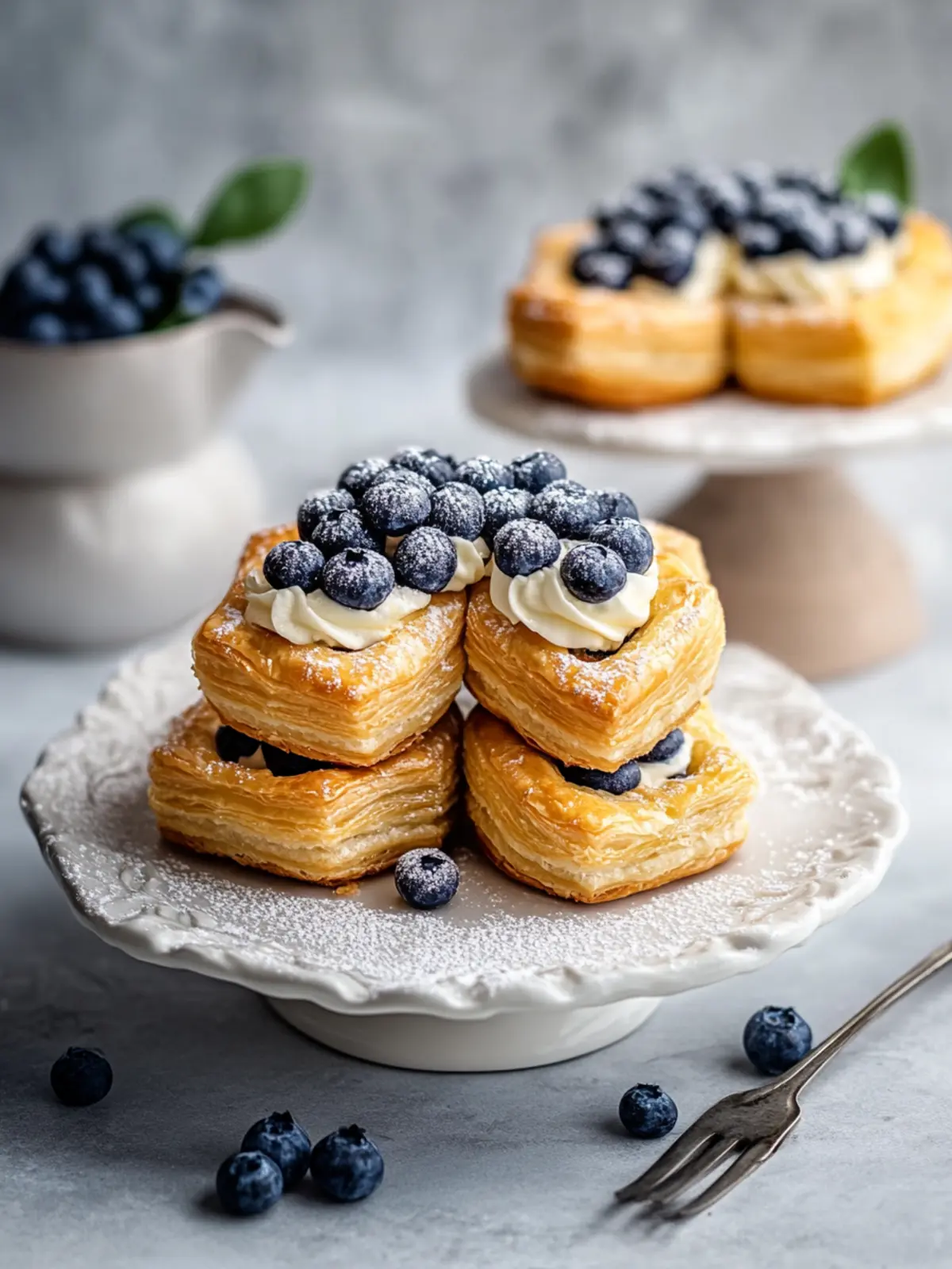 Golden Blueberry Pastry Rings with Creamy Vanilla Magic 2 Golden Blueberry Pastry Rings with Vanilla Cream Filling