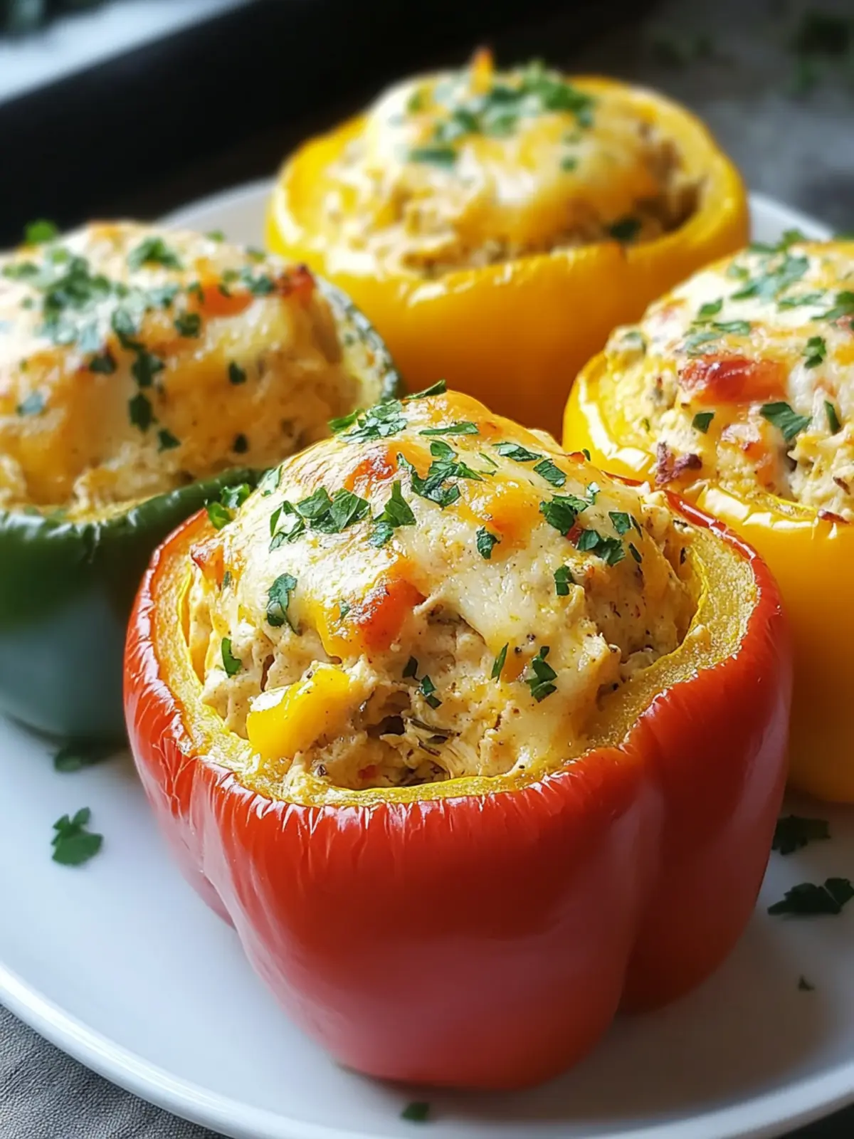 Low-Carb Creamy Chicken Stuffed Peppers You’ll Crave! 2 Low-Carb Creamy Chicken Stuffed Peppers You’ll Love!