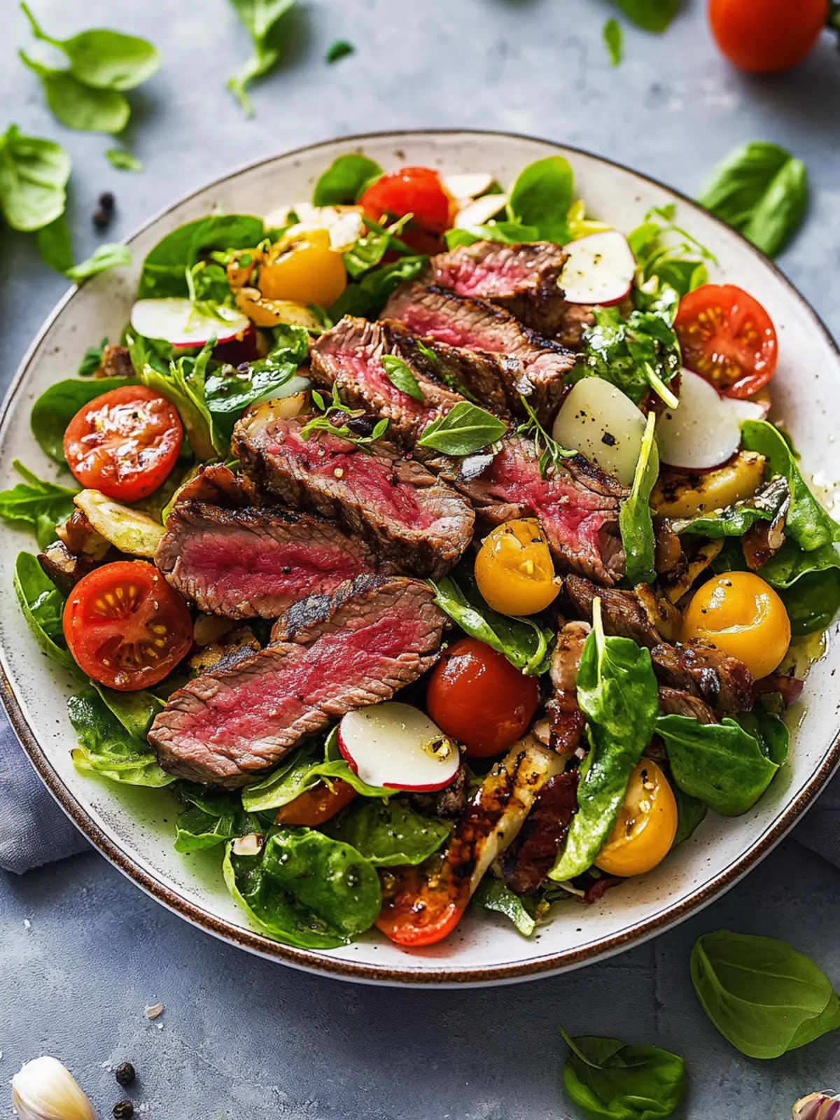 Savory Grilled Steak Salad with Creamy Balsamic Drizzle 4 Grilled Steak Salad
