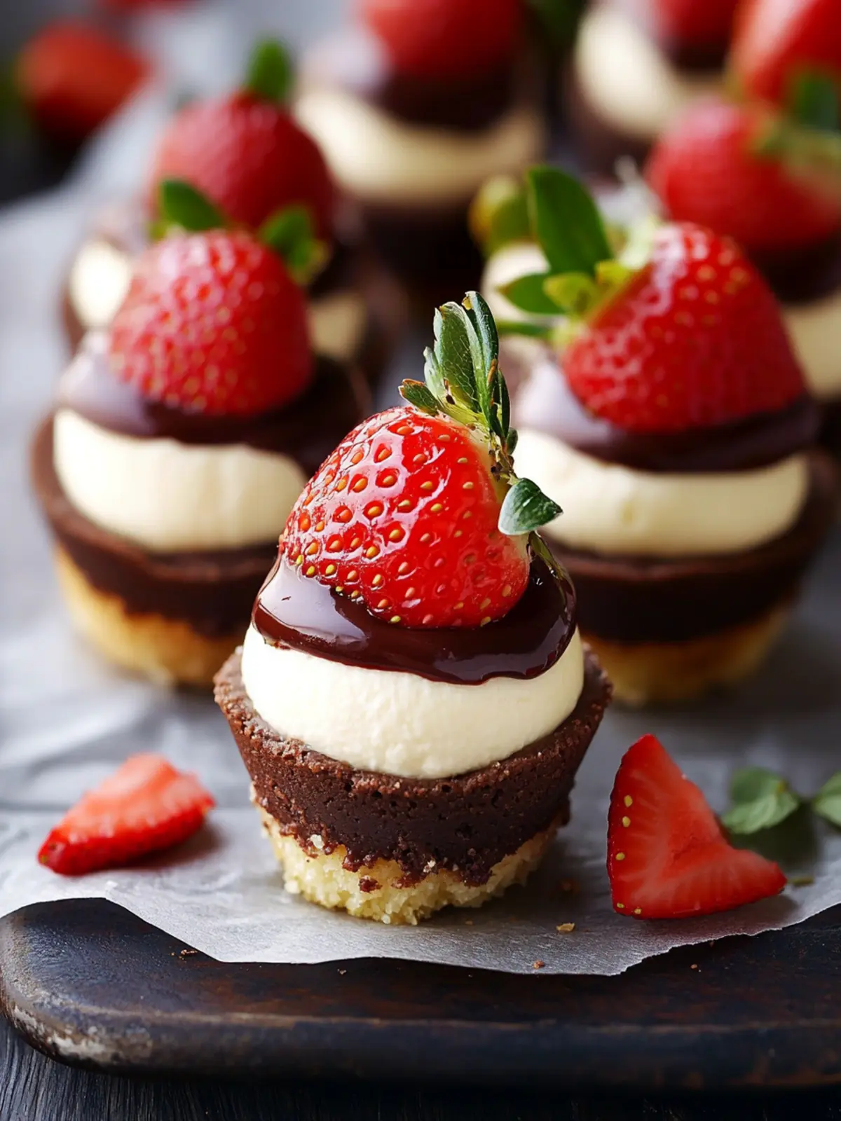 Chocolate-Dipped Strawberry Mini Cheesecakes for Effortless Indulgence 2 Chocolate-Dipped Strawberry Mini Cheesecakes