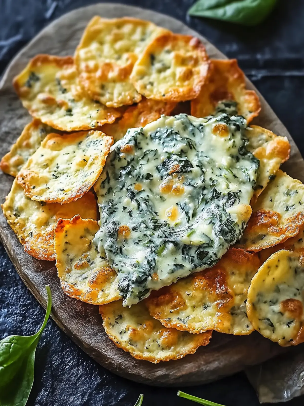 Spinach Dip Cheese Crisps: Irresistibly Crunchy Party Snack 4 Spinach Dip Cheese Crisps