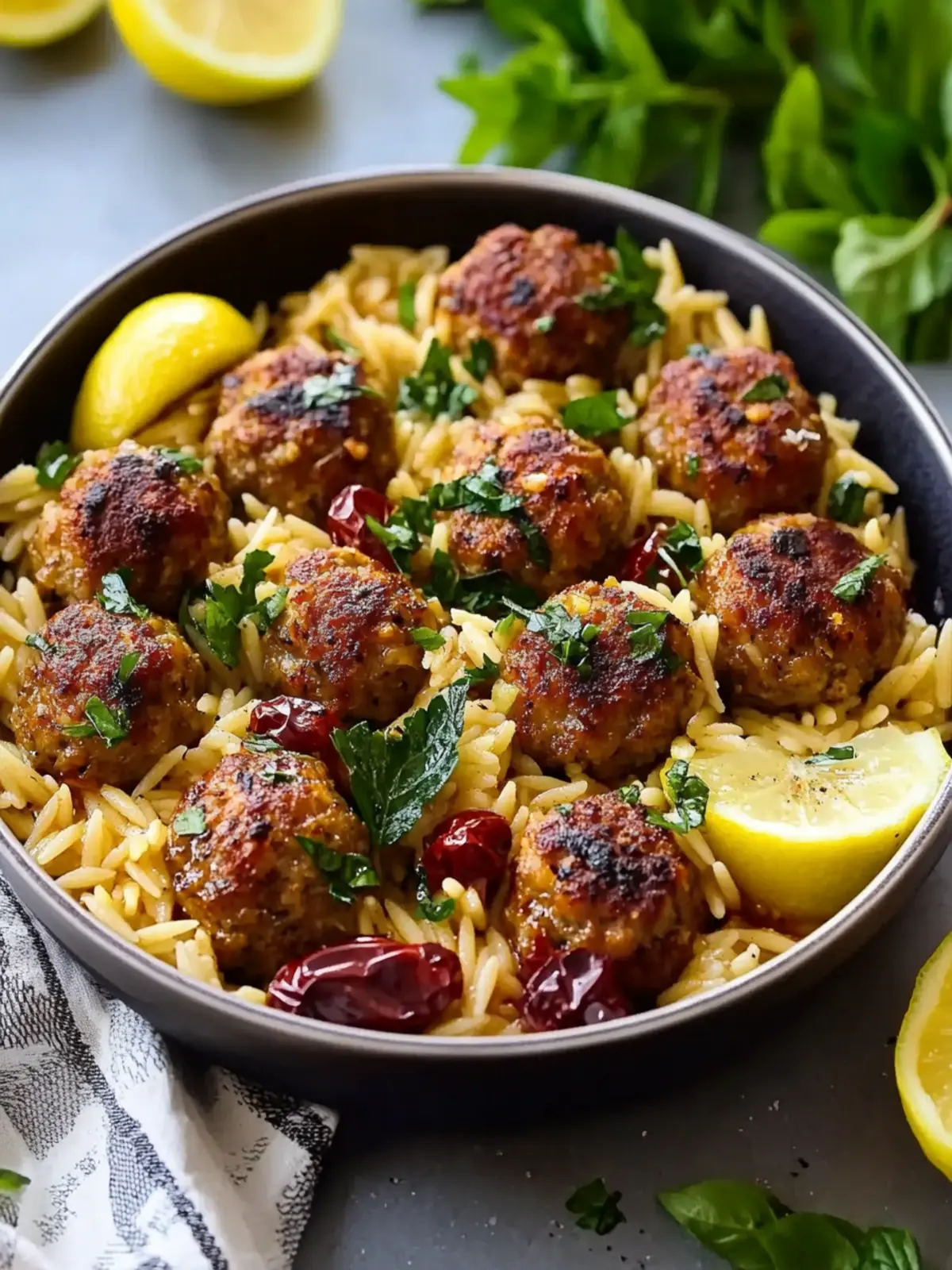 Savory Lemony Mediterranean Meatballs with Orzo Delight 5 Lemony Mediterranean Meatballs with Orzo