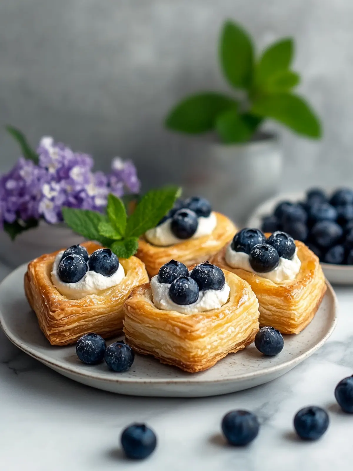 Golden Blueberry Pastry Rings with Creamy Vanilla Magic 5 Golden Blueberry Pastry Rings with Vanilla Cream Filling