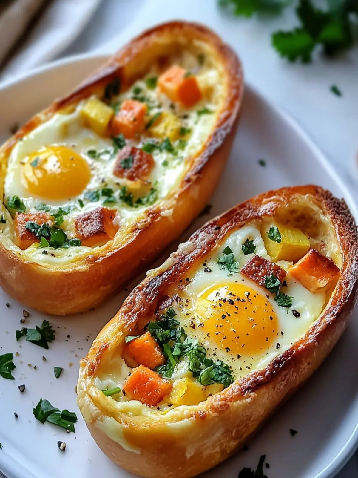 Cheesy Baked Egg Boats with Vegetables Recipe: Breakfast Bliss 3 Cheesy Baked Egg Boats with Vegetables Recipe