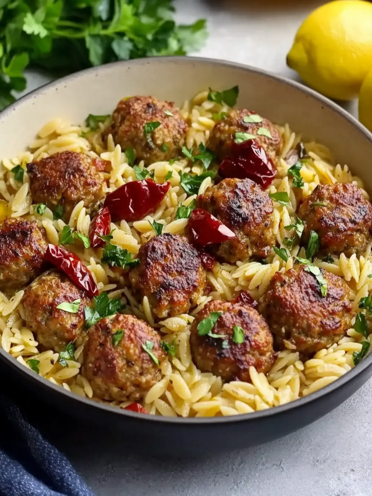 Savory Lemony Mediterranean Meatballs with Orzo Delight 4 Lemony Mediterranean Meatballs with Orzo