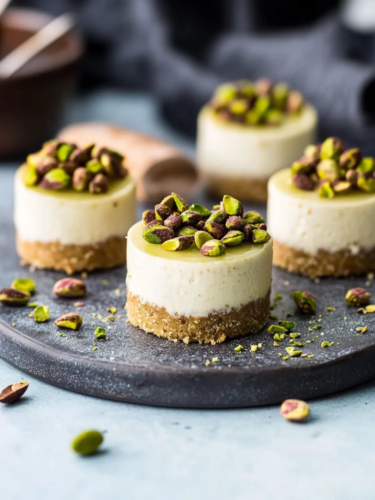 Irresistible Mini Pistachio and Coffee Cheesecakes Recipe 4 Mini Pistachio and Coffee Cheesecakes