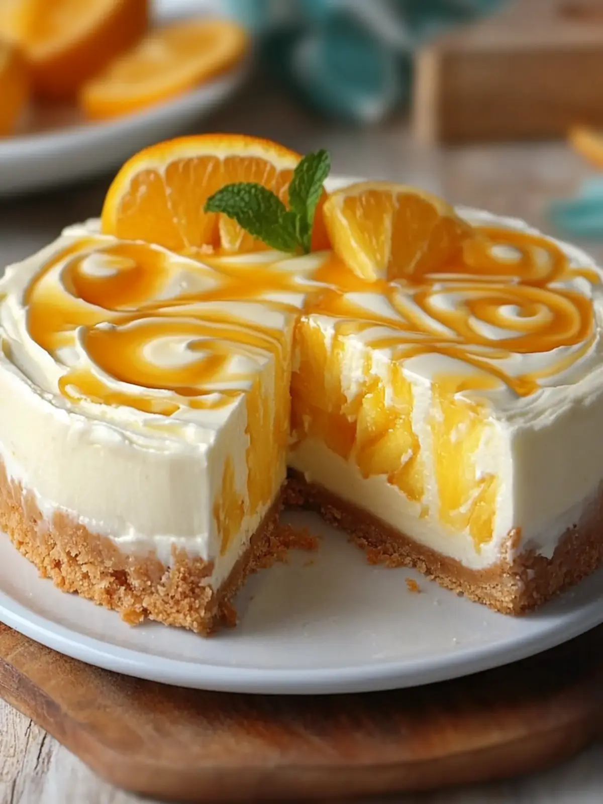 No-Bake Orange Pineapple Swirl Cheesecake Recipe for a Bright Summer Treat 2 No-Bake Orange Pineapple Swirl Cheesecake Recipe for Refreshing Summer Desserts