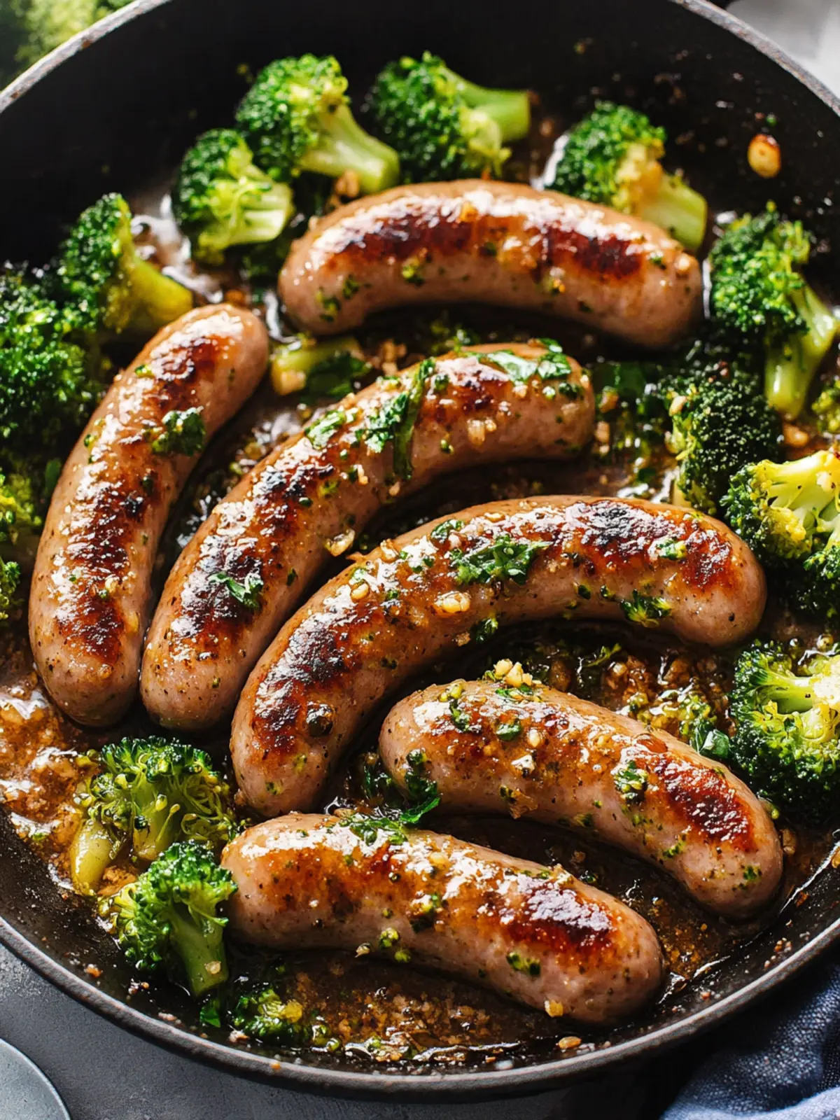 Garlic Butter Sausages and Broccoli Skillet in 25 Minutes 5 Garlic Butter Sausages and Broccoli Skillet