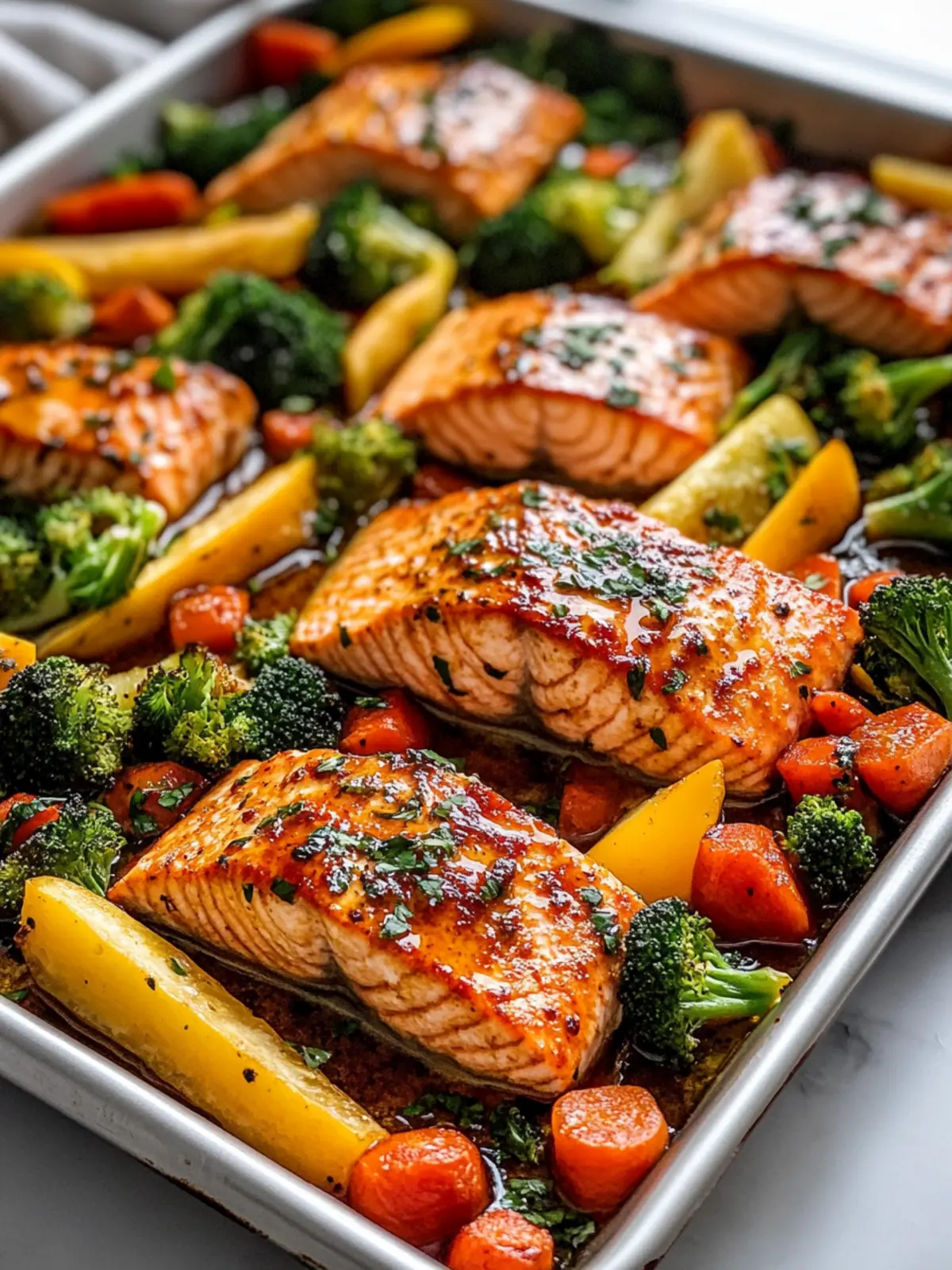 Sheet Pan Honey Garlic Salmon with Veggies in 30 Minutes 4 Sheet Pan Honey Garlic Salmon with Veggies