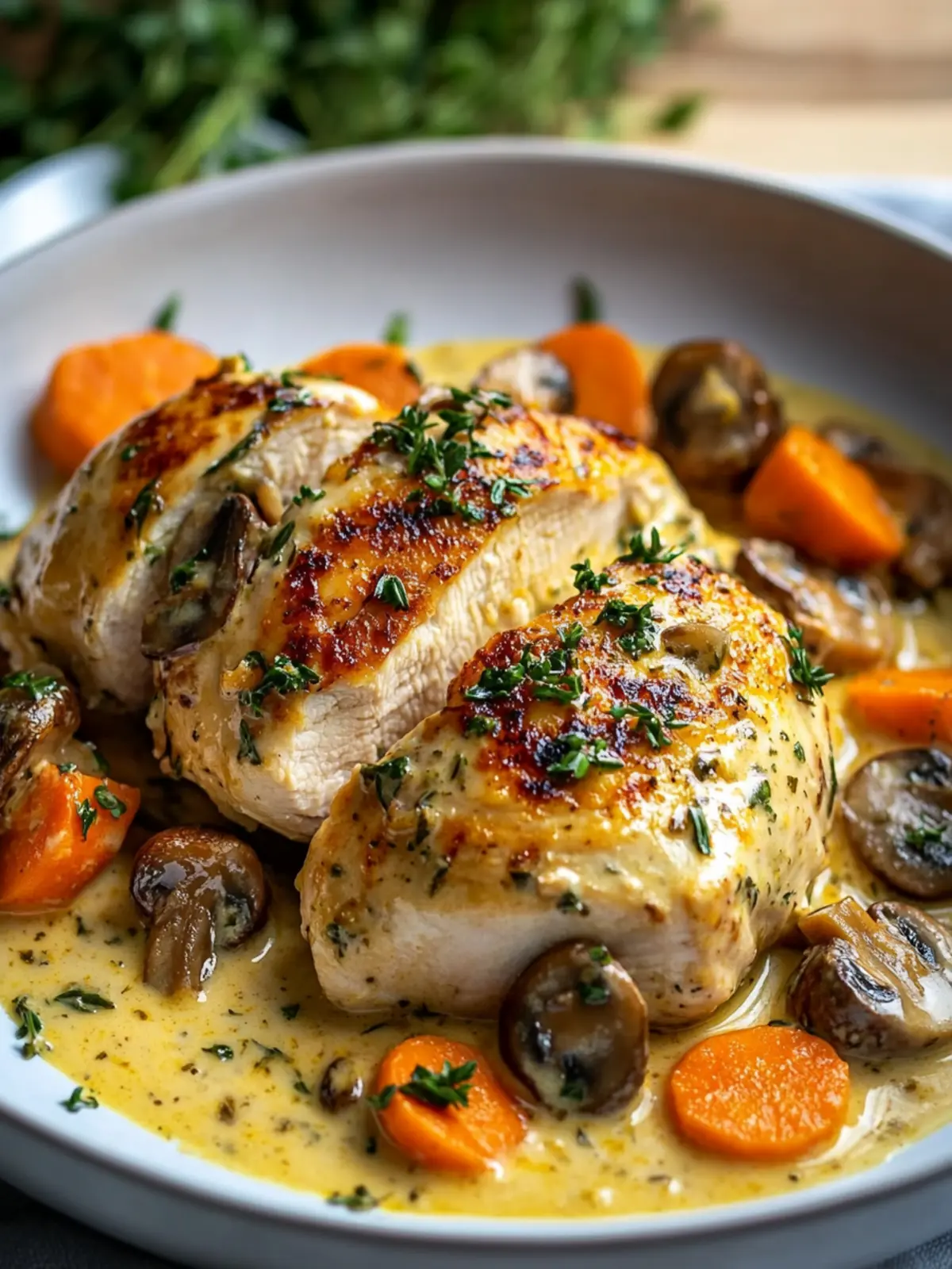 Creamy Herb Chicken with Carrot Mushroom Sauce Recipe Bliss 5 Creamy Herb Chicken with Carrot Mushroom Sauce Recipe Delight