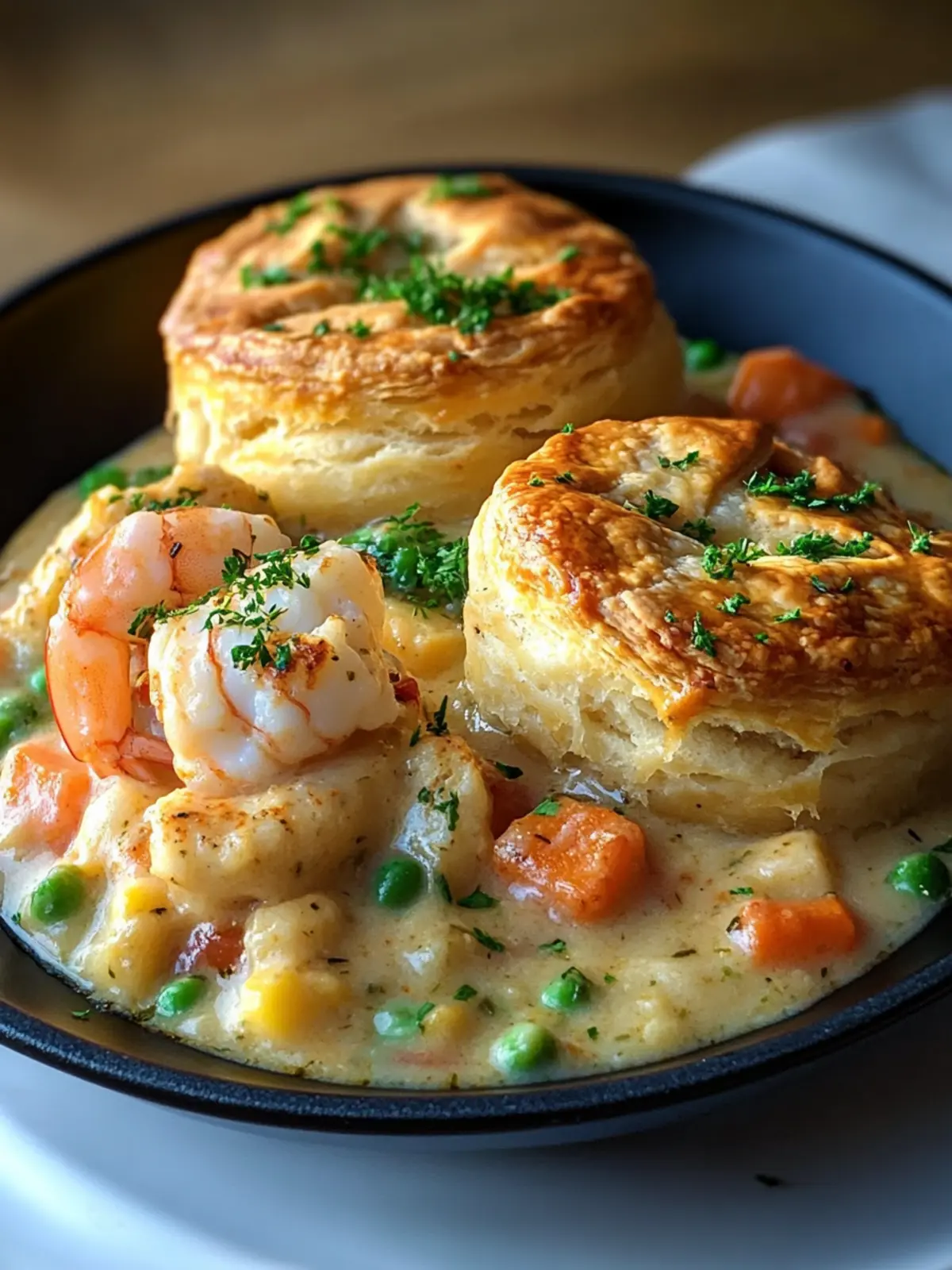 Creamy Seafood Medley Pot Pie and Cheddar Bay Biscuits Delight 4 Creamy Seafood Medley Pot Pie & Cheddar Bay Biscuits