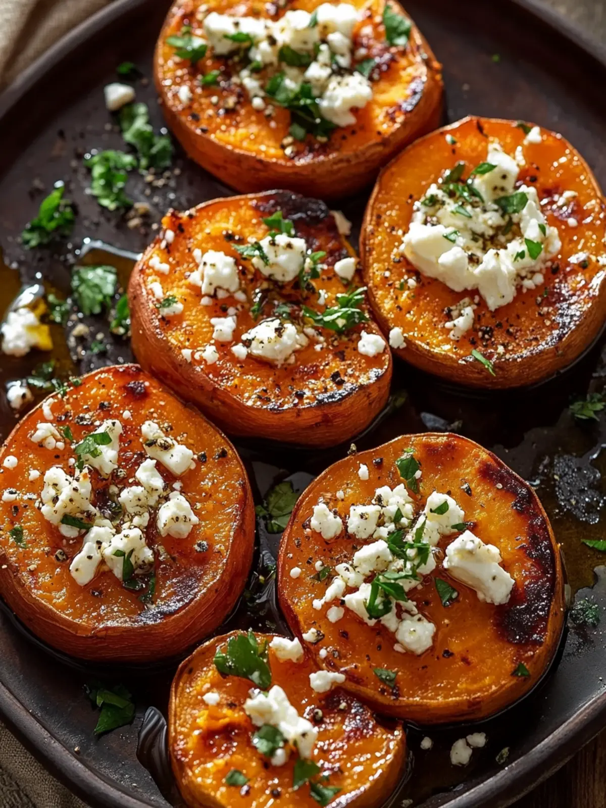 Crispy Roasted Sweet Potato Rounds with Honey & Feta Magic 4 Roasted Sweet Potato Rounds with Honey & Feta