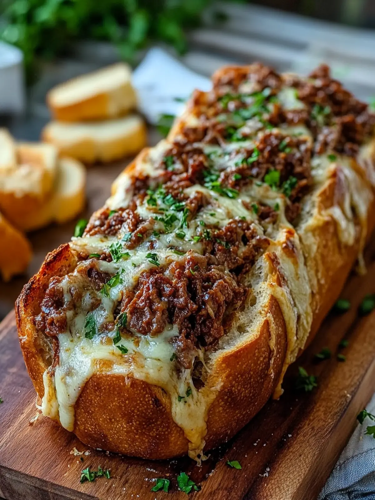 Cheesesteak Stuffed Garlic Bread Loaf - Ultimate Comfort Food! 2 Cheesesteak Stuffed Garlic Bread Loaf