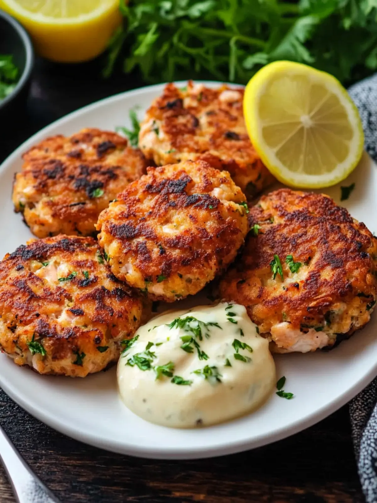 Irresistible Salmon Patties with Zesty Dill Mayo Delight 3 Salmon Patties