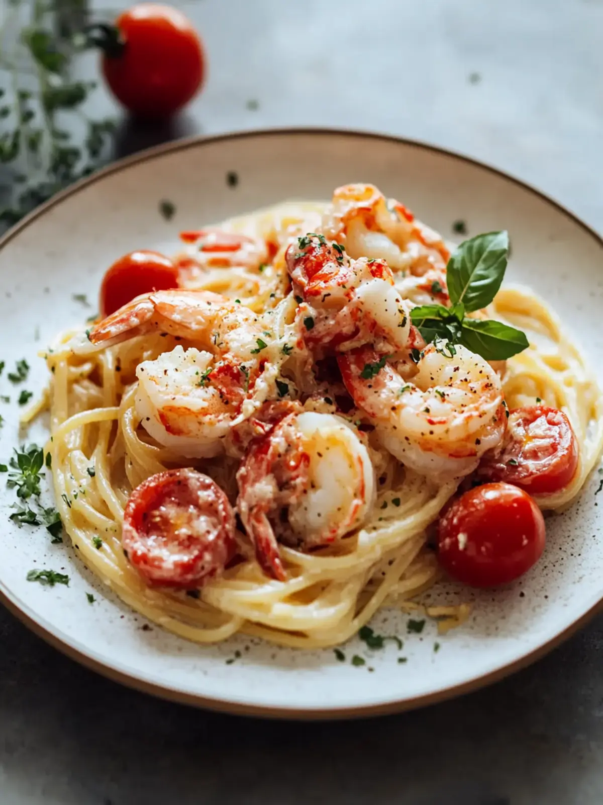 Indulge in Creamy Lobster and Shrimp Spaghetti Bliss 3 Indulge in Creamy Lobster and Shrimp Spaghetti with Fresh Tomatoes