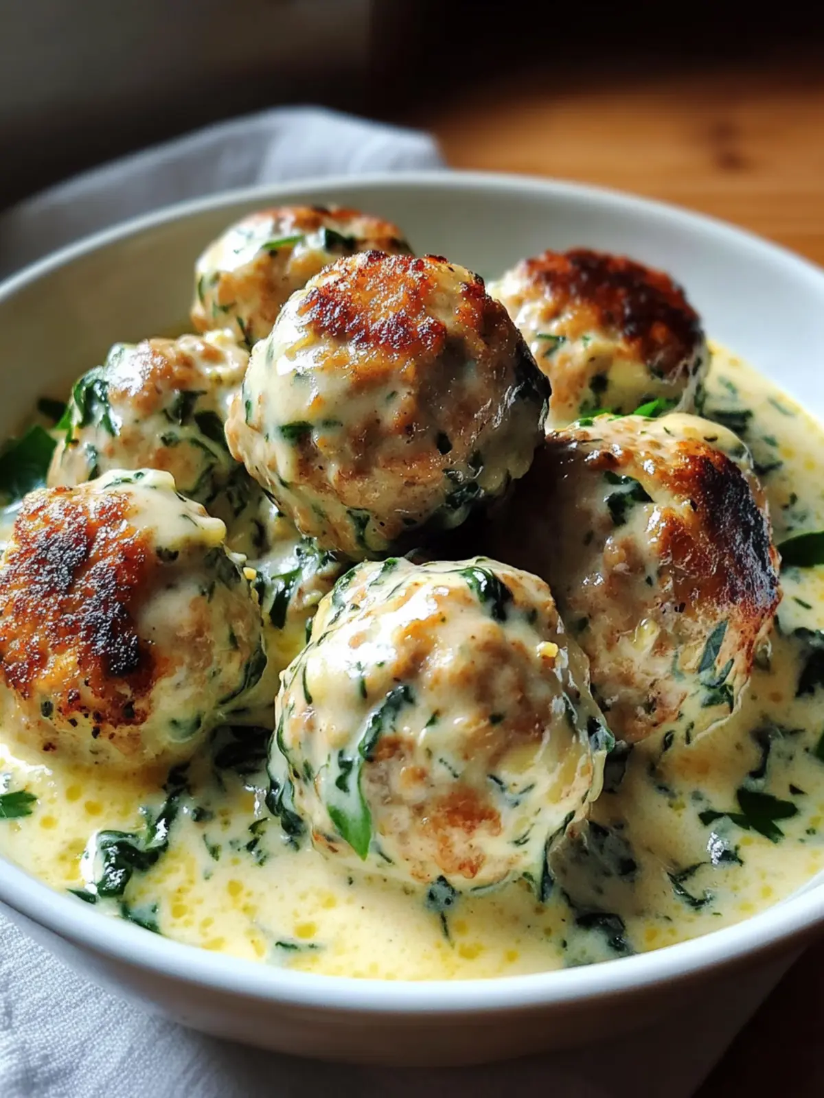 Baked Chicken Ricotta Meatballs with Spinach Alfredo Bliss 5 Baked Chicken Ricotta Meatballs with Spinach Alfredo Sauce
