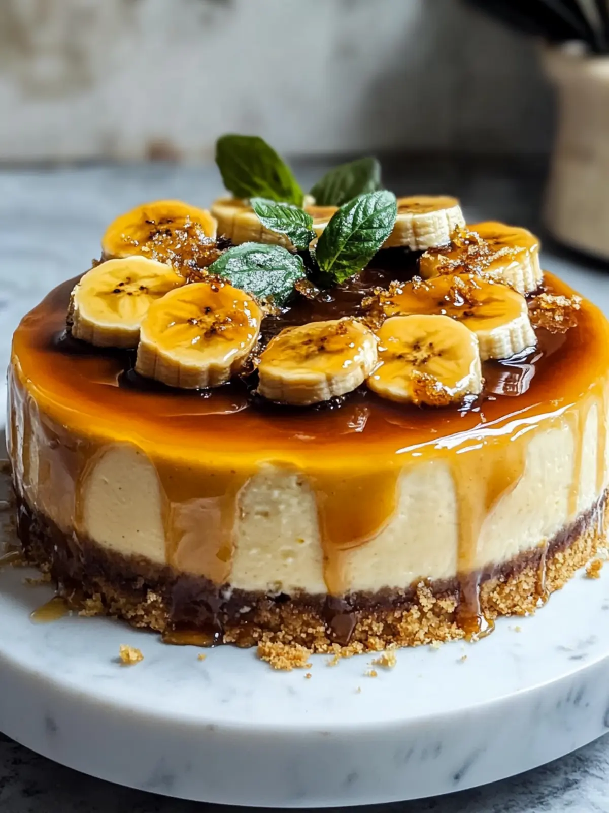 Indulge in Caramelized Banana Cheesecake with Rum Glaze 4 Caramelized Banana Cheesecake Rum Glaze