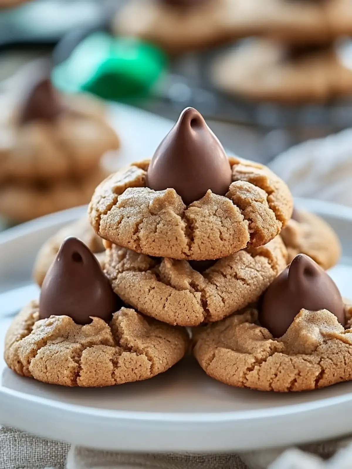 Soft Peanut Butter Cookies With Chocolate Kisses Mega Yum! 4 Soft Peanut Butter Cookies With Chocolate Kisses