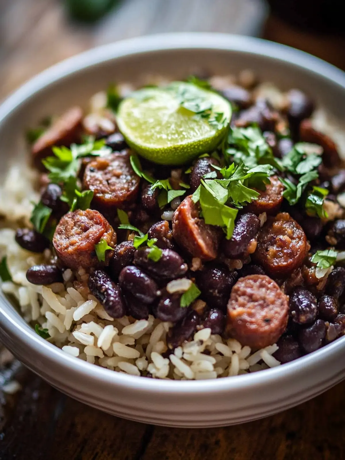 black beans, sausage and rice
