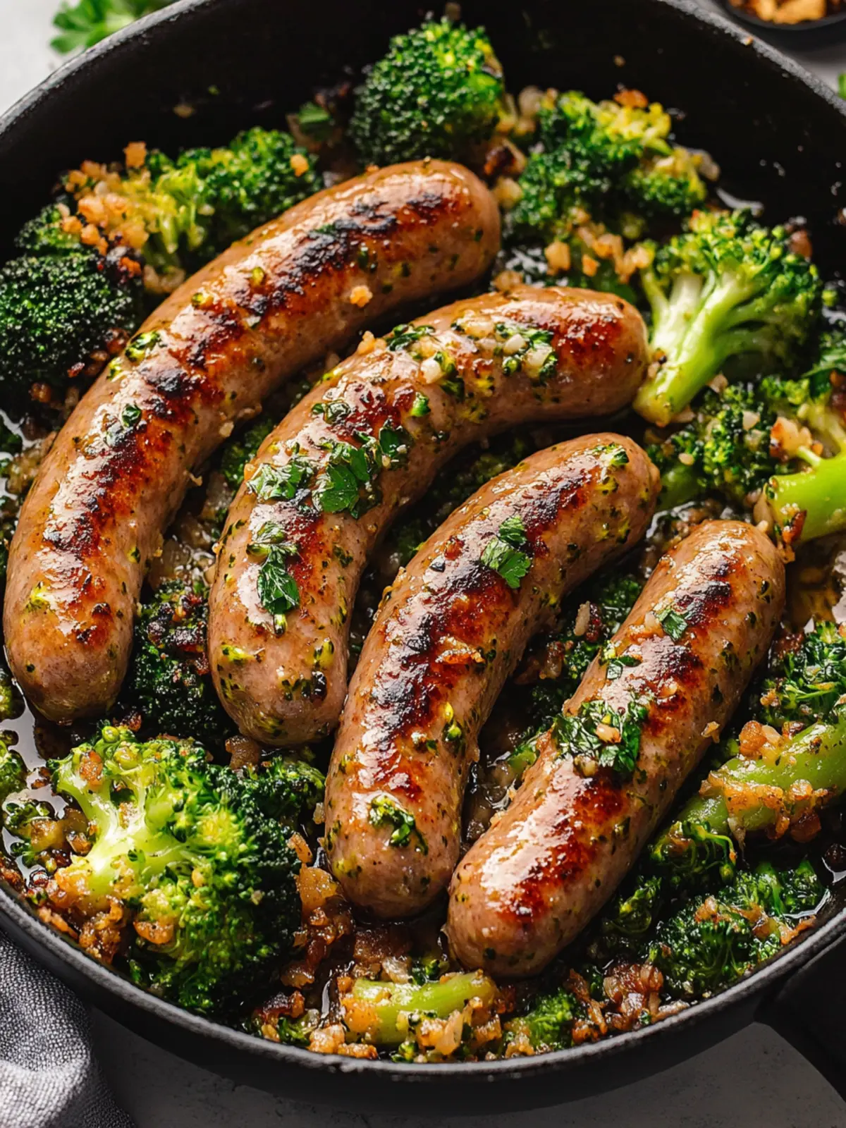 Garlic Butter Sausages and Broccoli Skillet in 25 Minutes 2 Garlic Butter Sausages and Broccoli Skillet