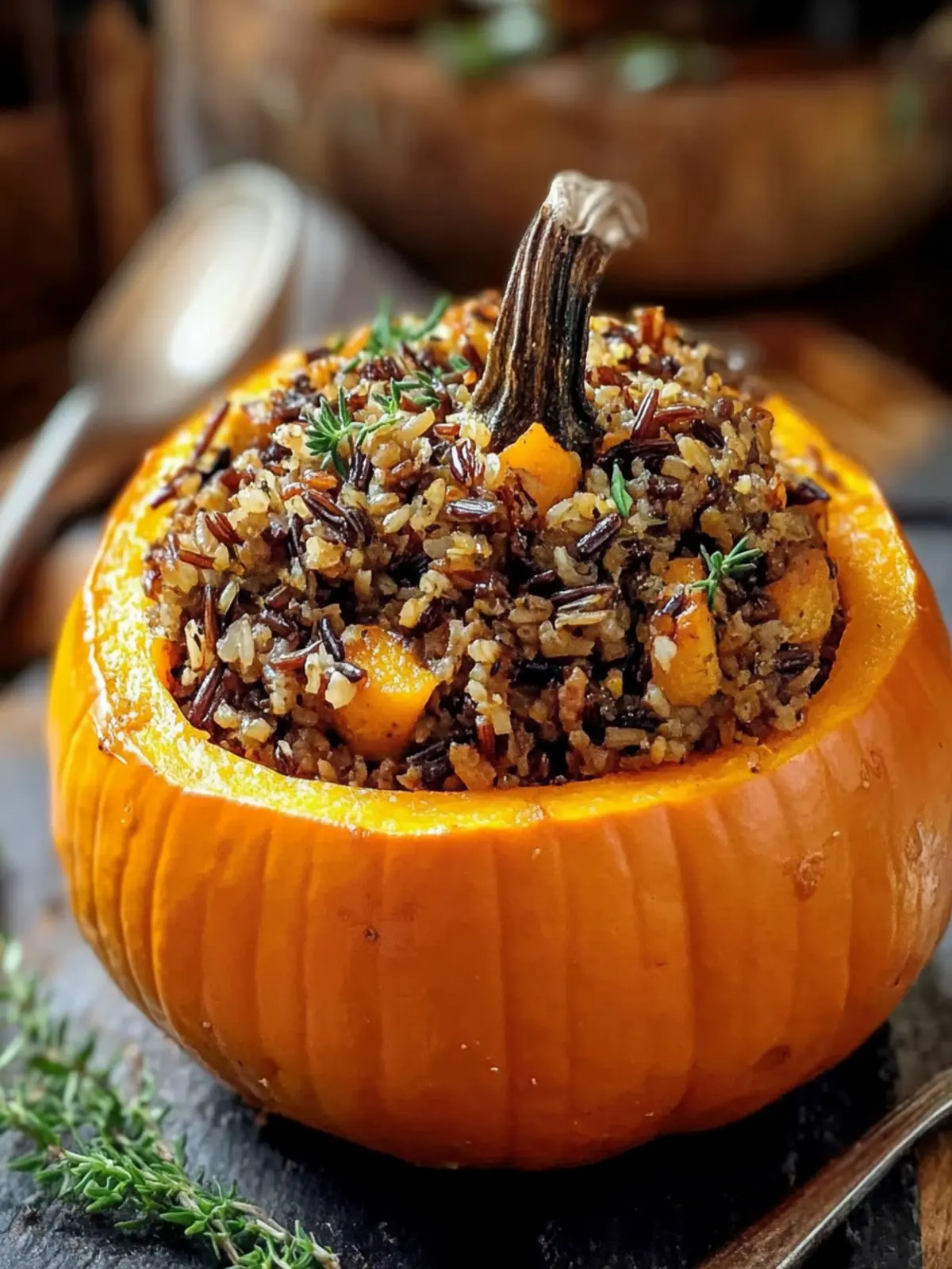 Cozy Pumpkin Stuffed with Wild Rice and Sausage Recipe 2 Pumpkin Stuffed with Wild Rice and Sausage