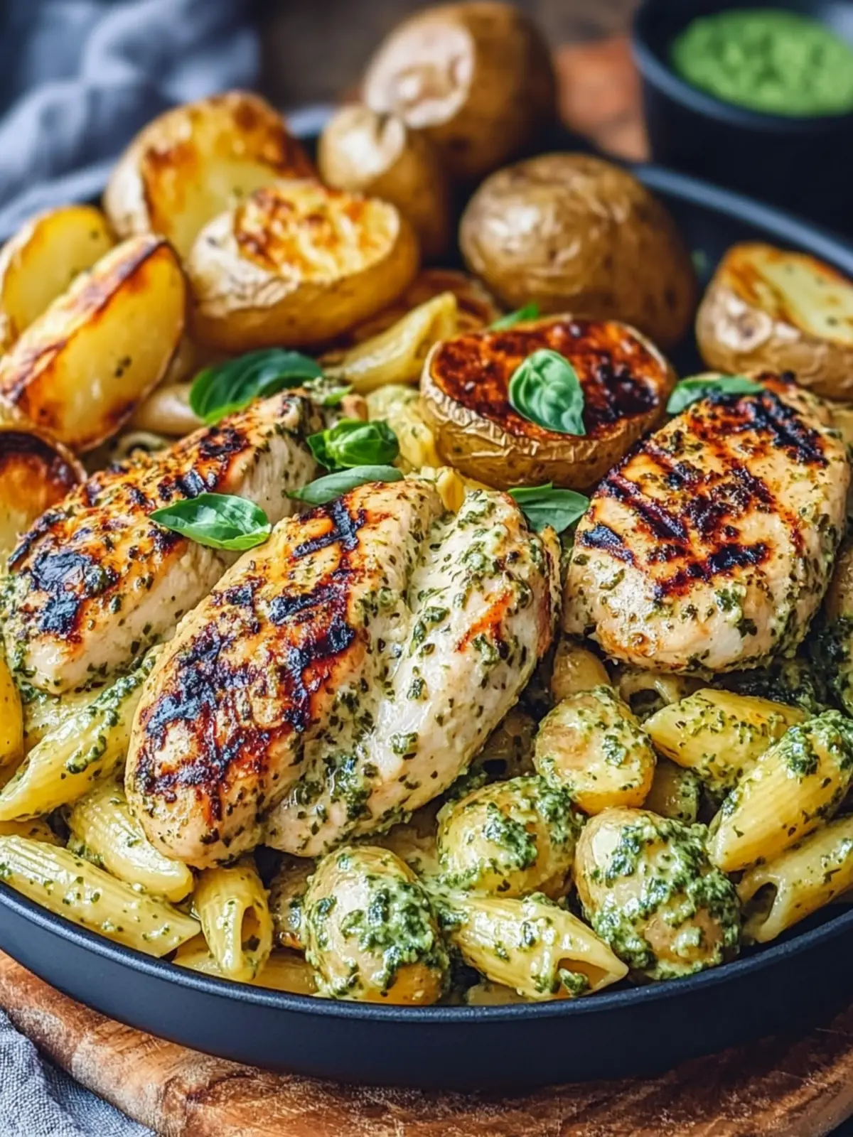 Loaded Herb Grilled Chicken with Creamy Pesto Pasta Bliss 5 Loaded Herb Grilled Chicken with Creamy Pesto Pasta & Roasted Potatoes