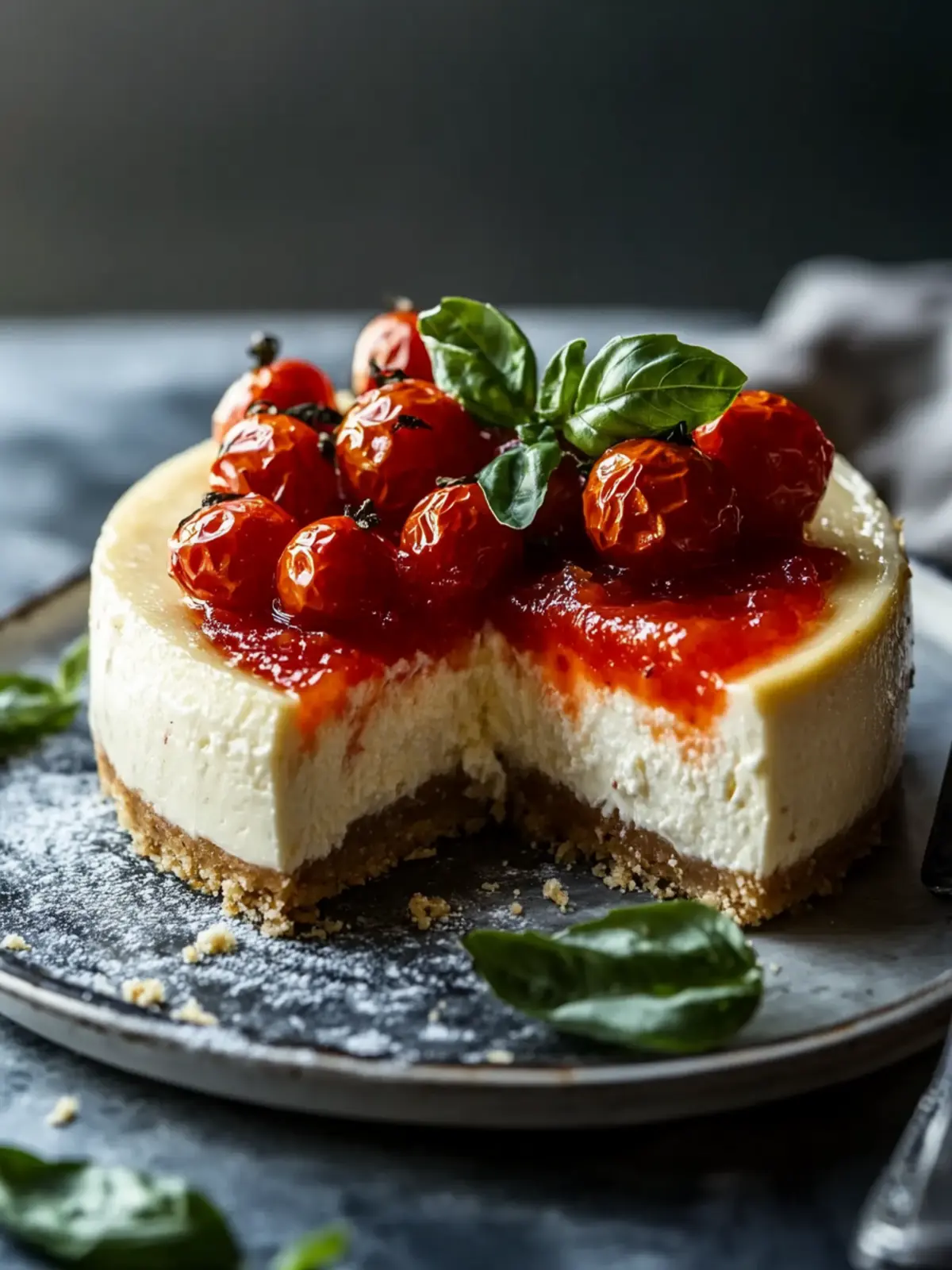 Savory Cheesecake with Roasted Tomato Jam & Parmesan Crust Delight 2 Cheesecake with Roasted Tomato Jam & Parmesan Crust
