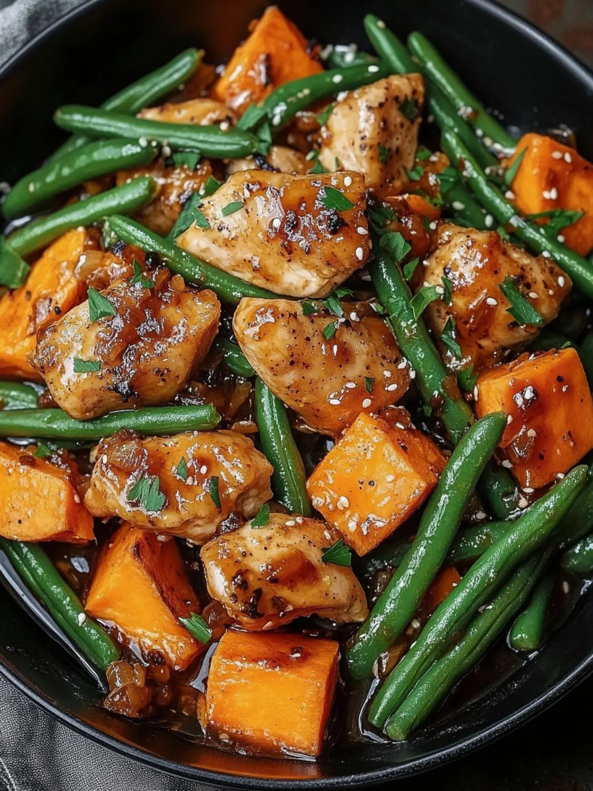 Honey Garlic Chicken with Sweet Potatoes: A Family Delight 3 Honey Garlic Chicken with Sweet Potatoes and Green Beans