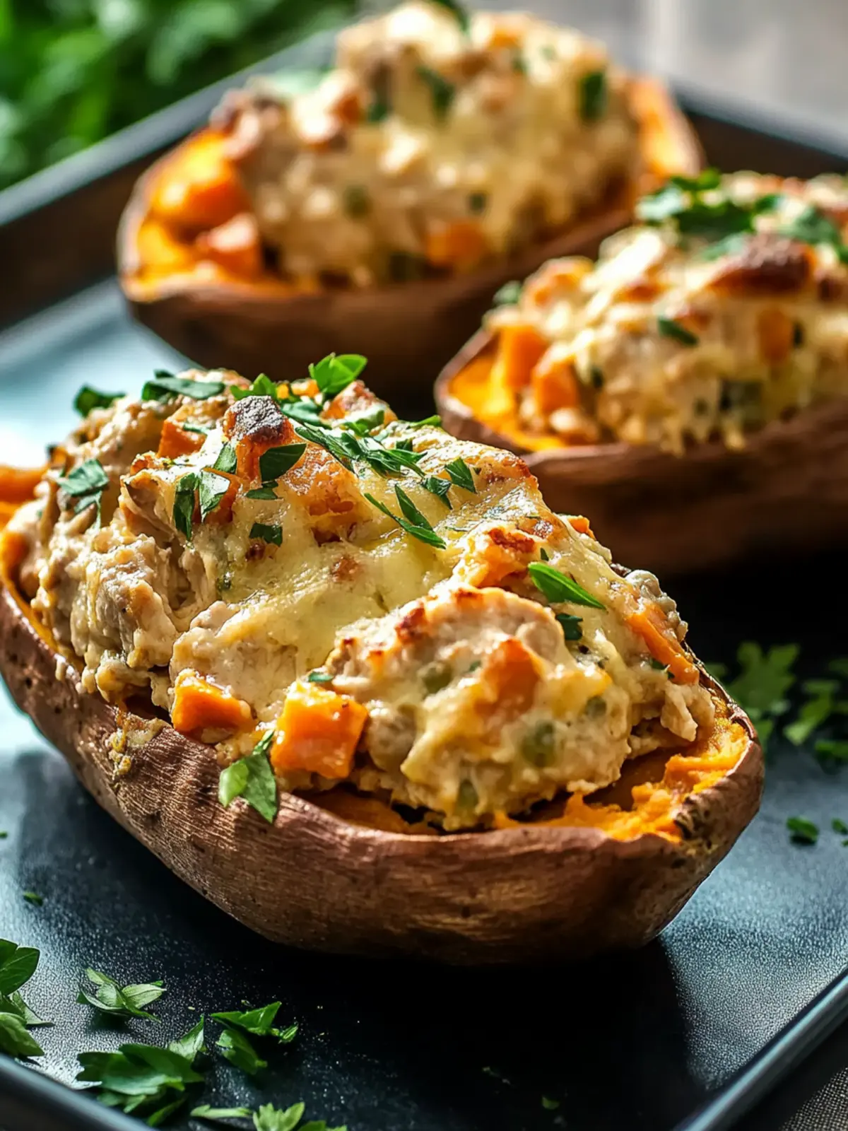 Creamy High-Protein Chicken Pot Pie Stuffed Sweet Potatoes Delight 3 Creamy High-Protein Chicken Pot Pie Stuffed Sweet Potatoes