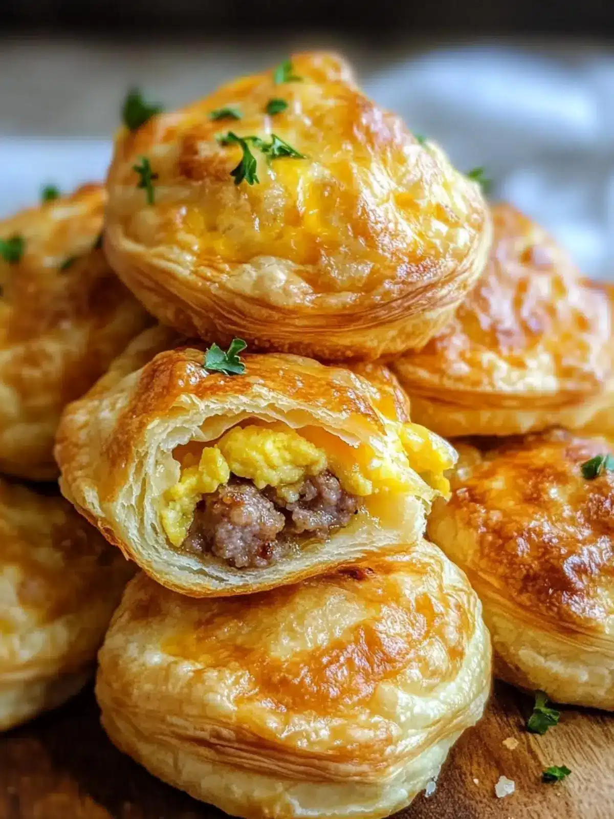 Sausage, Egg & Cheese Breakfast Puffs Make Mornings Magical 3 Sausage, Egg & Cheese Breakfast Puffs make mornings delightful!