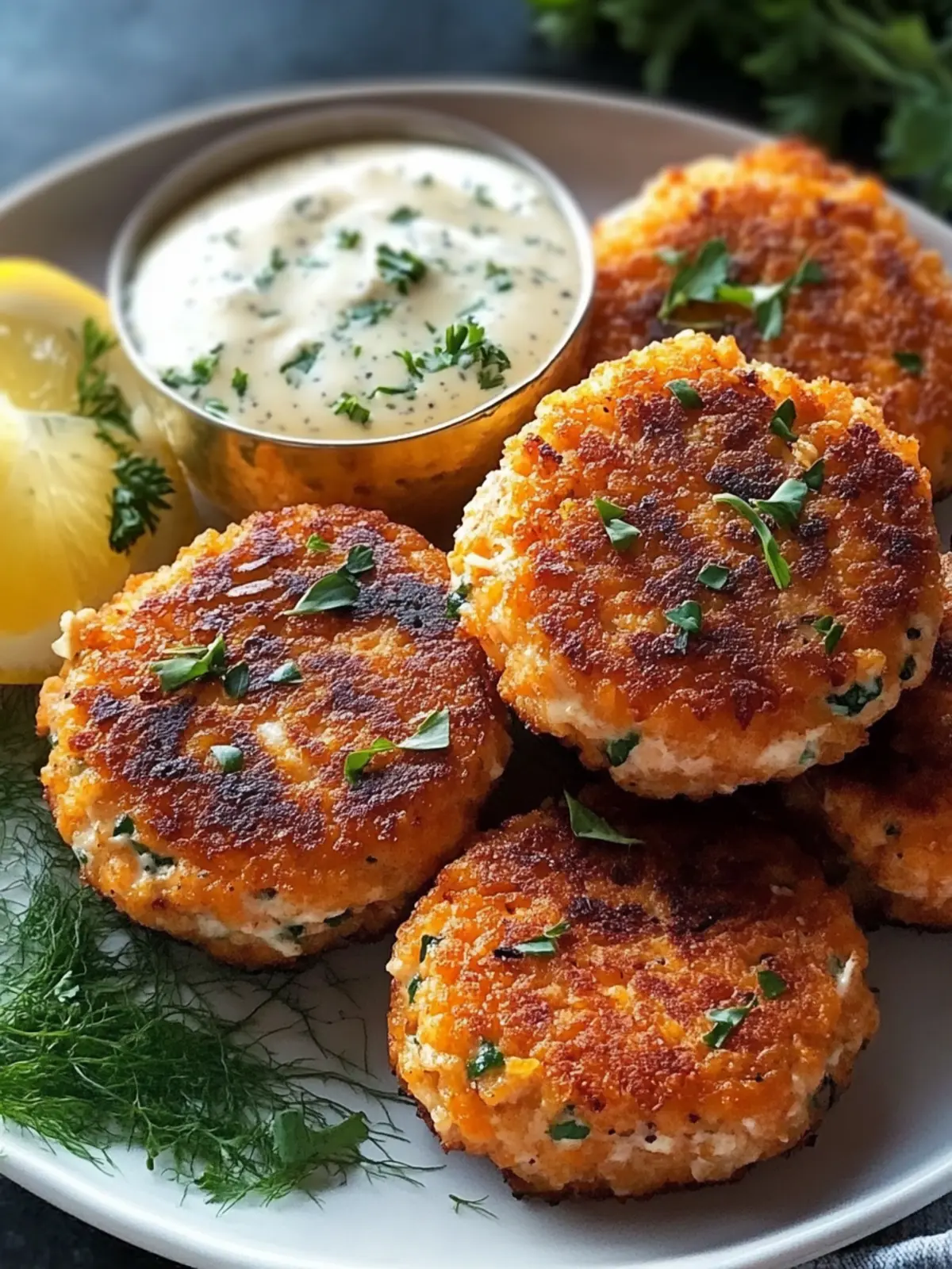 Delicious Salmon Patties with Creamy Lemon-Garlic Sauce Recipe 4 Salmon Patties with Creamy Lemon-Garlic Sauce