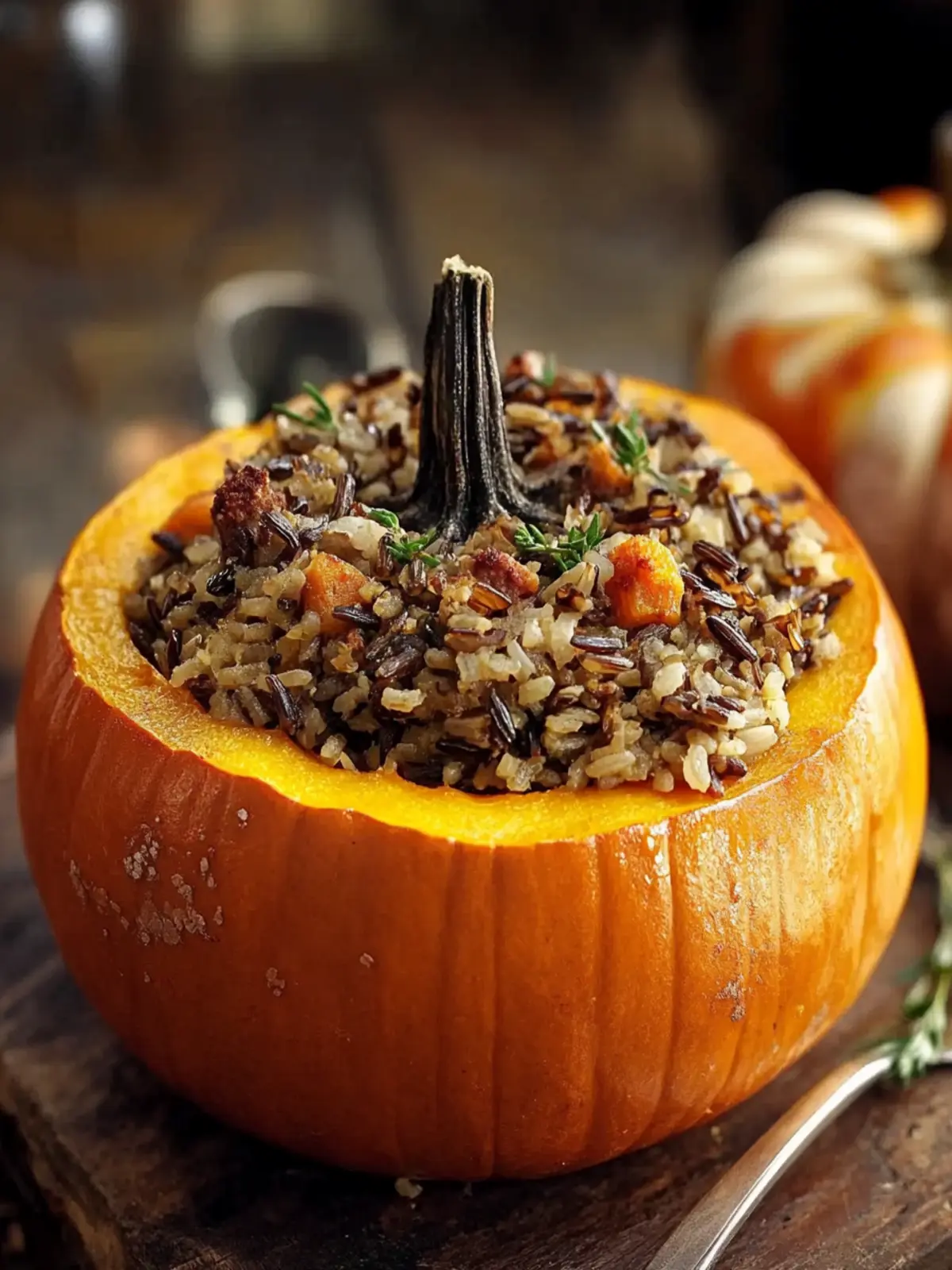 Cozy Pumpkin Stuffed with Wild Rice and Sausage Recipe 4 Pumpkin Stuffed with Wild Rice and Sausage