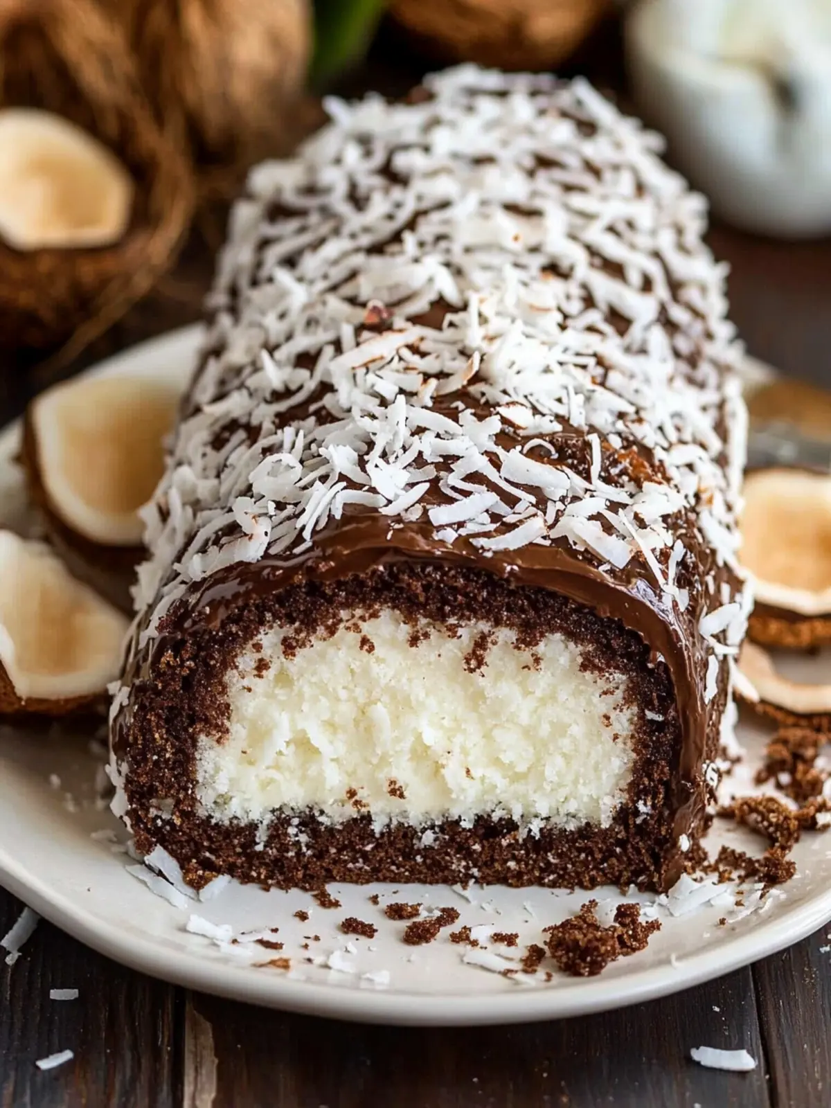 Decadent Chocolate Coconut Cake Roll for Sweet Celebrations 3 Chocolate Coconut Cake Roll