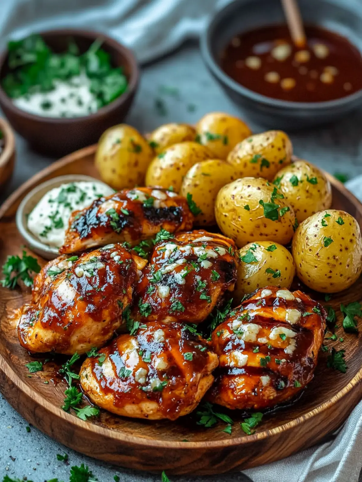 Honey BBQ Chicken with Creamy Garlic Parmesan Potatoes Delight 4 Honey BBQ Chicken with Creamy Garlic Parmesan Potatoes Recipe