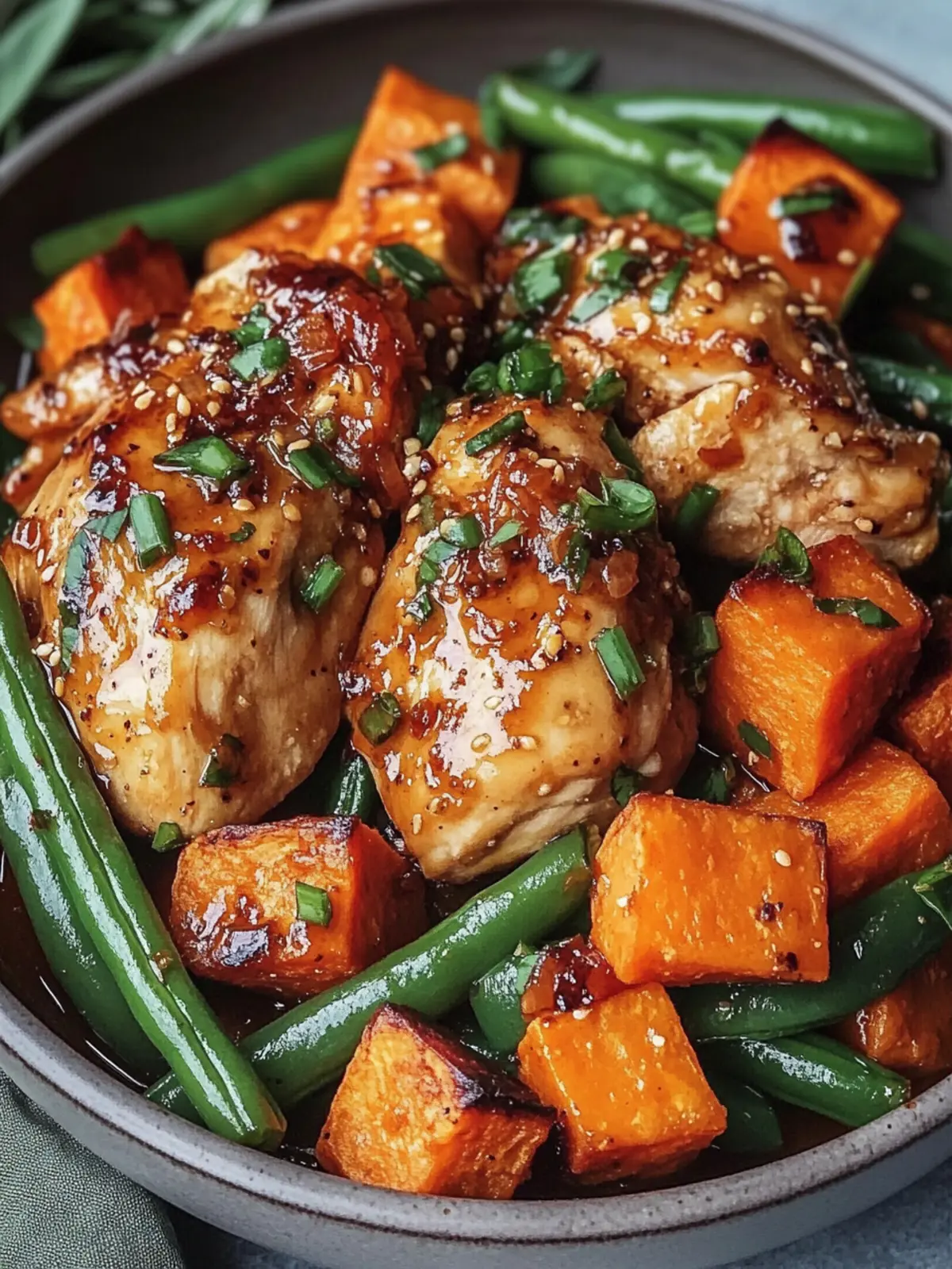 Honey Garlic Chicken with Sweet Potatoes: A Family Delight 2 Honey Garlic Chicken with Sweet Potatoes and Green Beans