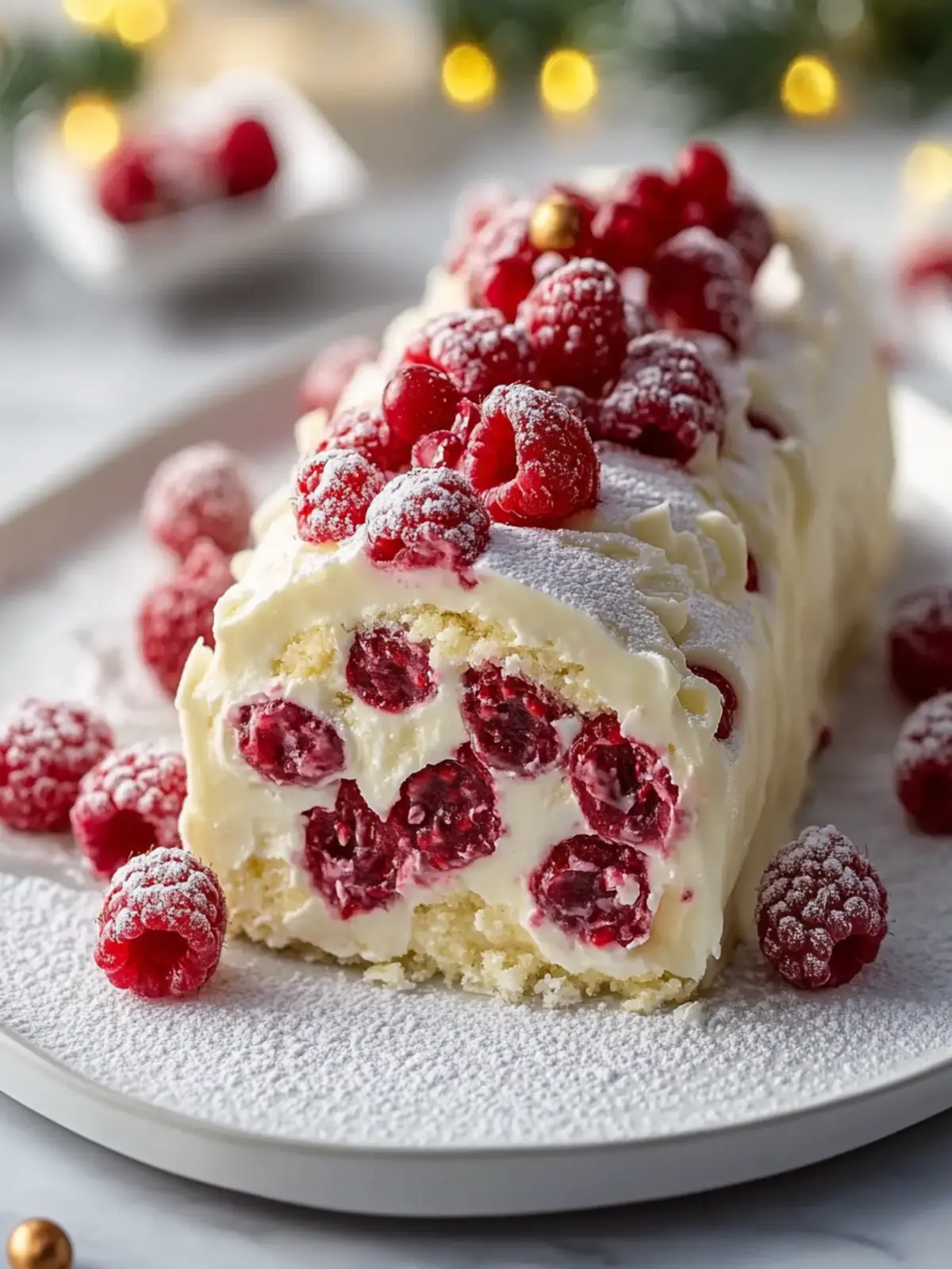 Decadent White Chocolate Raspberry Yule Log for Festive Cheer 5 White Chocolate Raspberry Yule Log