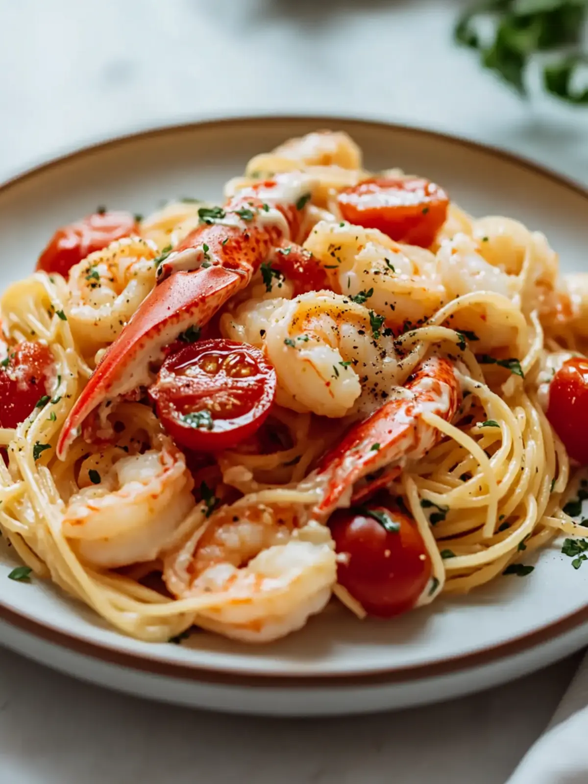 Indulge in Creamy Lobster and Shrimp Spaghetti Bliss 4 Indulge in Creamy Lobster and Shrimp Spaghetti with Fresh Tomatoes