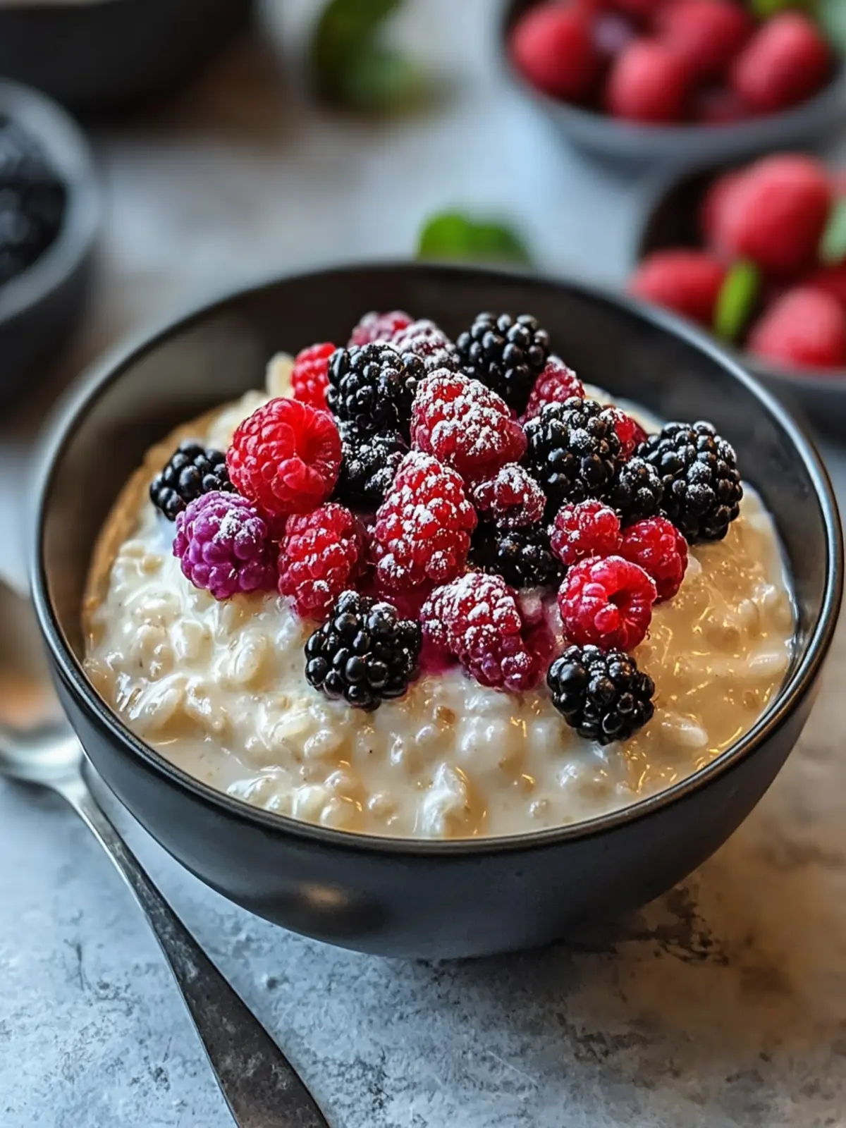 Creamy Rice Pudding with Berries Mix for a Cozy Treat 3 rice pudding with Berries Mix