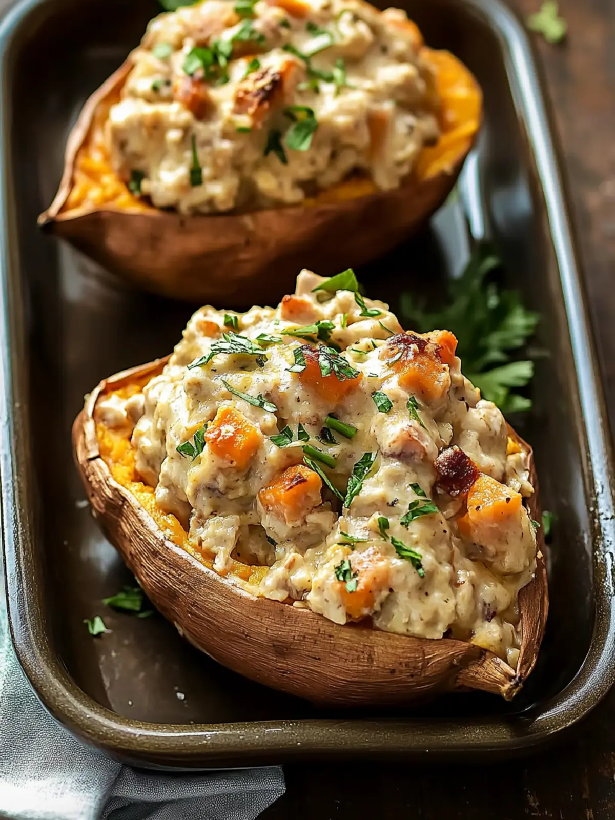 Creamy High-Protein Chicken Pot Pie Stuffed Sweet Potatoes Delight 2 Creamy High-Protein Chicken Pot Pie Stuffed Sweet Potatoes