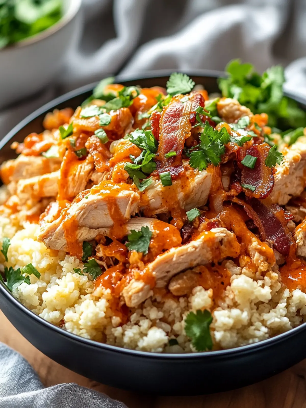 Buffalo Chicken Beef Bacon Cauliflower Rice Bowls Recipe Delight 3 Buffalo Chicken Beef Bacon Cauliflower Rice Bowls Recipe