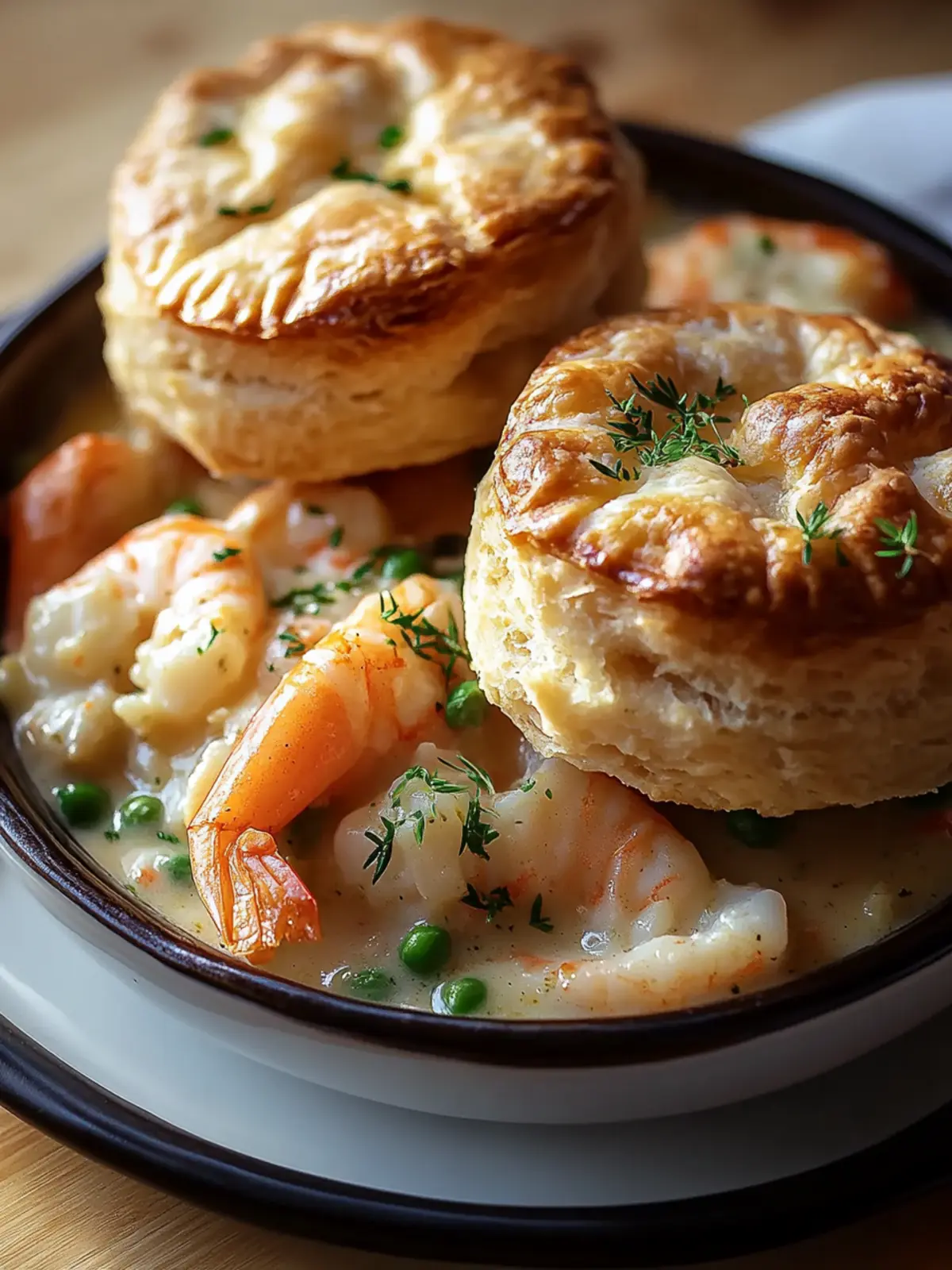 Creamy Seafood Medley Pot Pie and Cheddar Bay Biscuits Delight 3 Creamy Seafood Medley Pot Pie & Cheddar Bay Biscuits