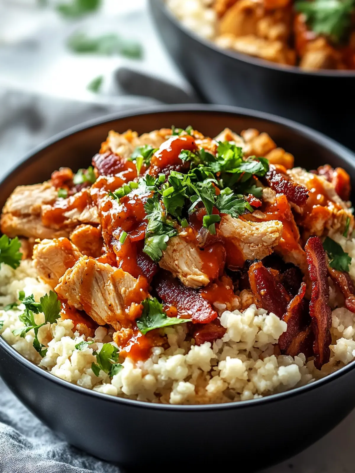 Buffalo Chicken Beef Bacon Cauliflower Rice Bowls Recipe Delight 2 Buffalo Chicken Beef Bacon Cauliflower Rice Bowls Recipe