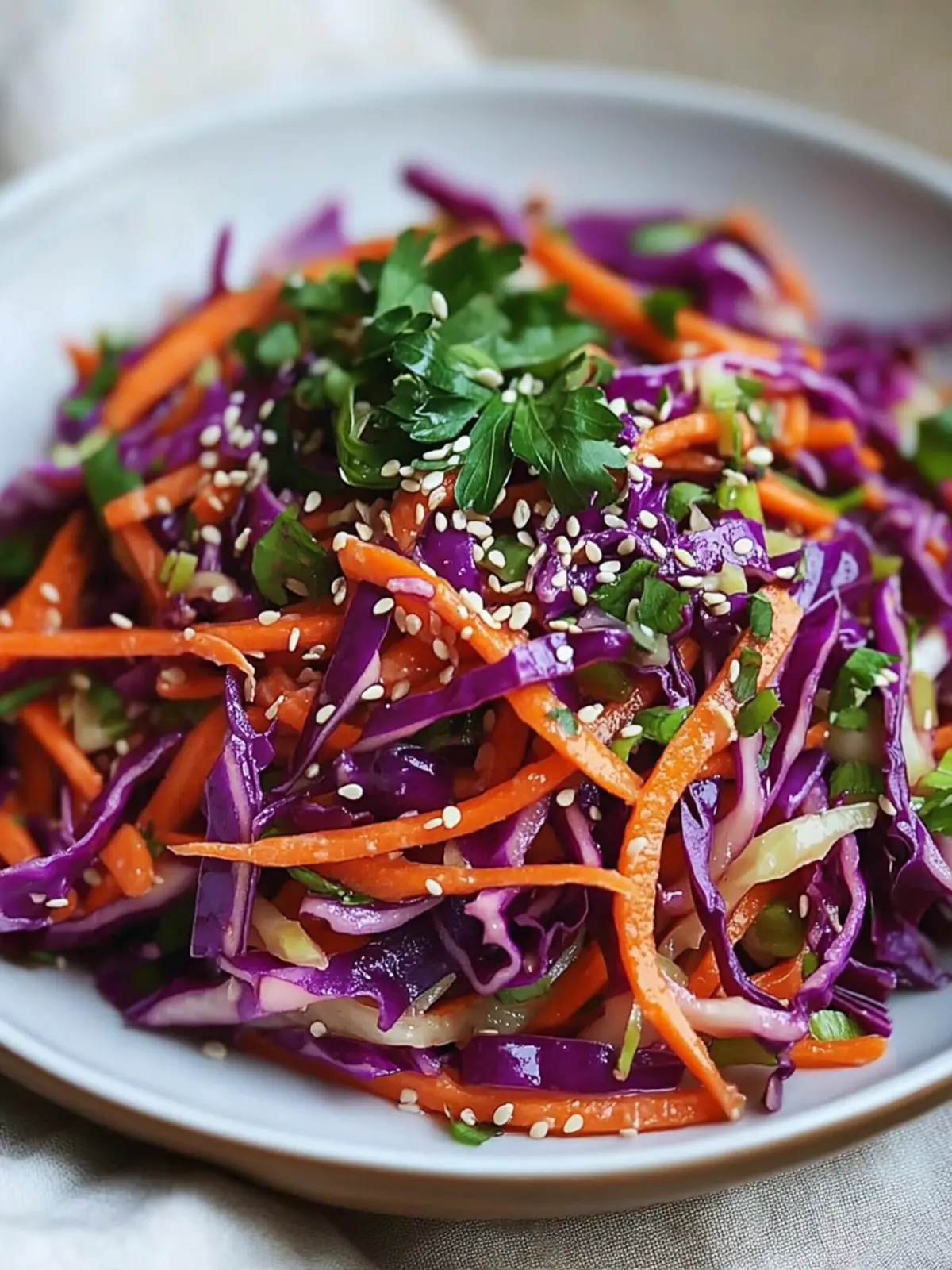 Crunchy Red Cabbage and Carrot Salad with Sesame Dressing Recipe 3 Red Cabbage and Carrot Salad with Sesame Dressing Recipe
