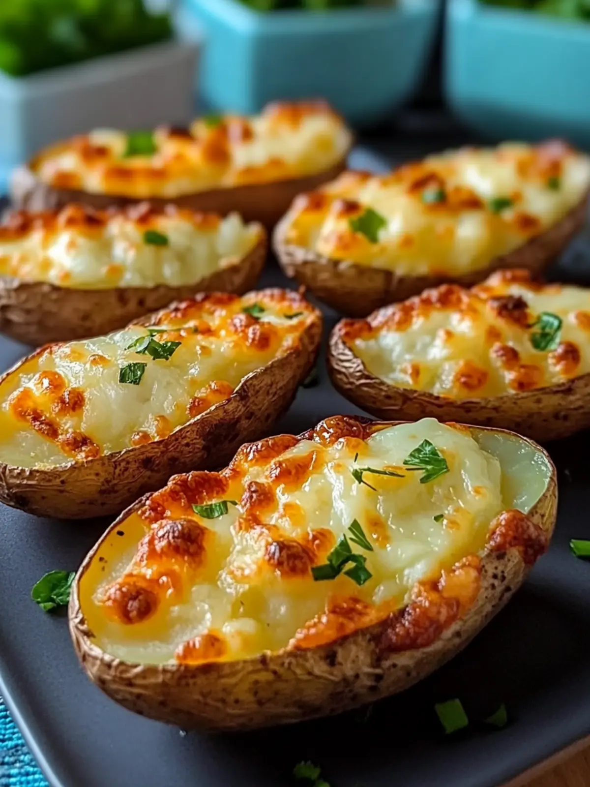 Cheddar Oven Baked Potato Skins: Ultimate Game Day Treat 3 Cheddar Oven Baked Potato Skins