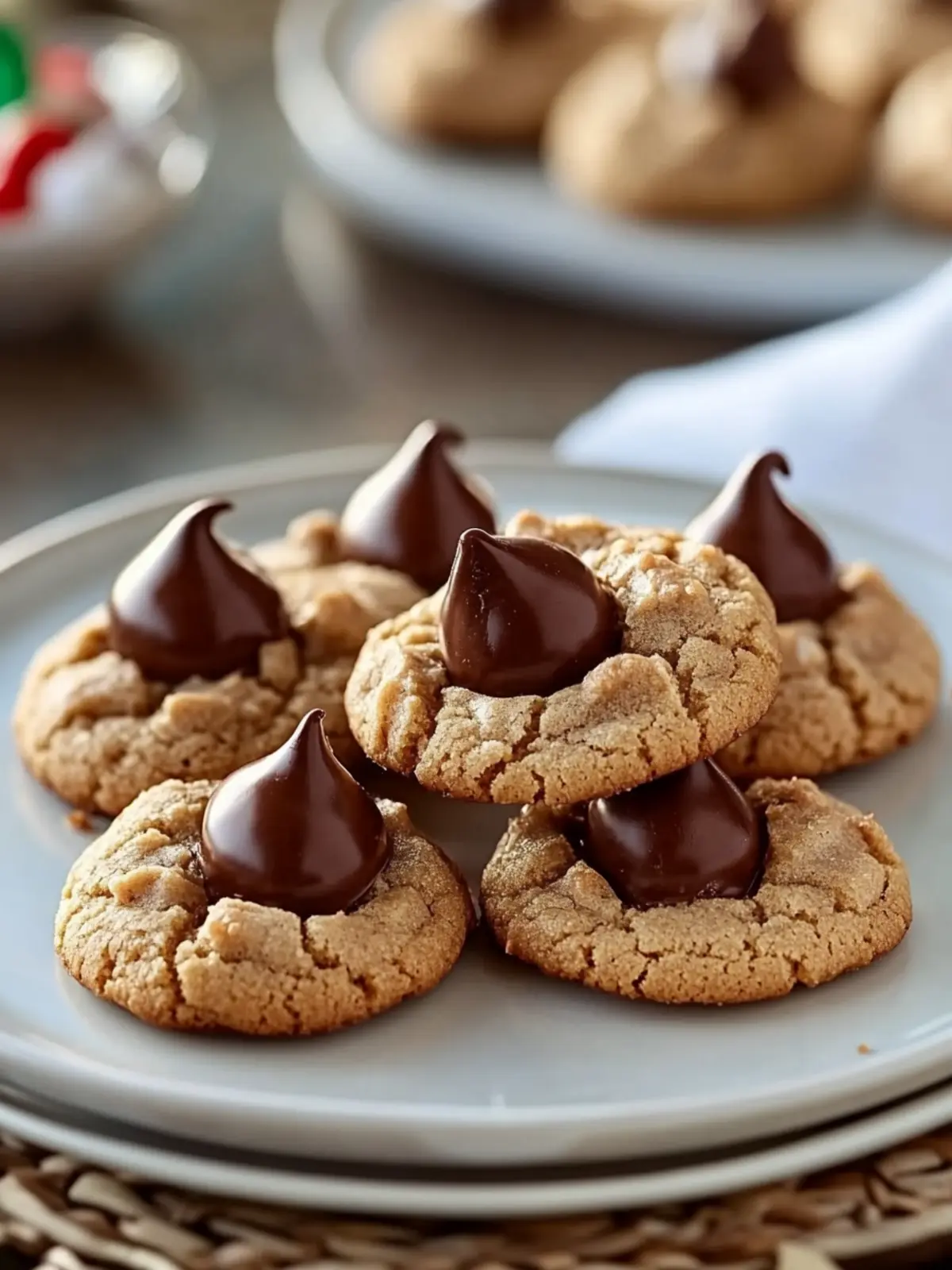Soft Peanut Butter Cookies With Chocolate Kisses Mega Yum! 2 Soft Peanut Butter Cookies With Chocolate Kisses