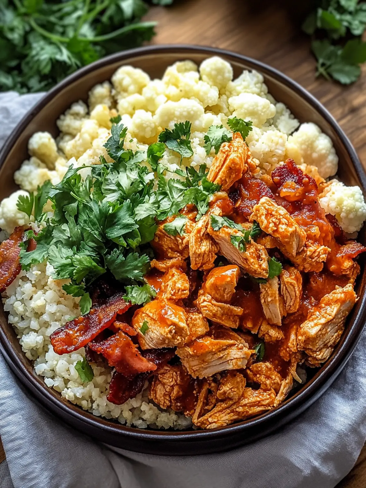 Buffalo Chicken Beef Bacon Cauliflower Rice Bowls Recipe Delight 5 Buffalo Chicken Beef Bacon Cauliflower Rice Bowls Recipe