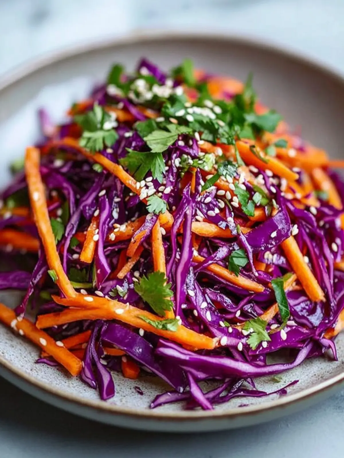 Crunchy Red Cabbage and Carrot Salad with Sesame Dressing Recipe 2 Red Cabbage and Carrot Salad with Sesame Dressing Recipe