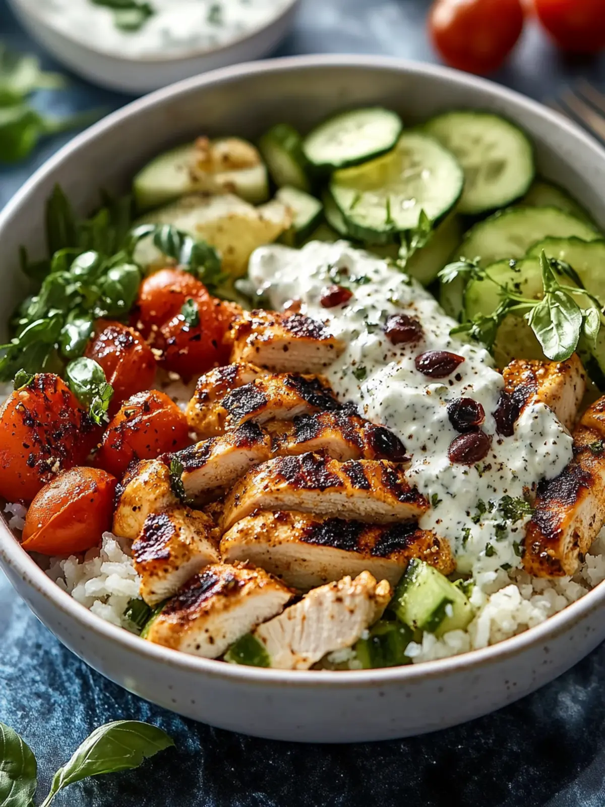Greek Chicken Bowls with Creamy Tahini Feta Sauce Made Easy 4 Greek Chicken Bowls with Creamy Tahini Feta Sauce
