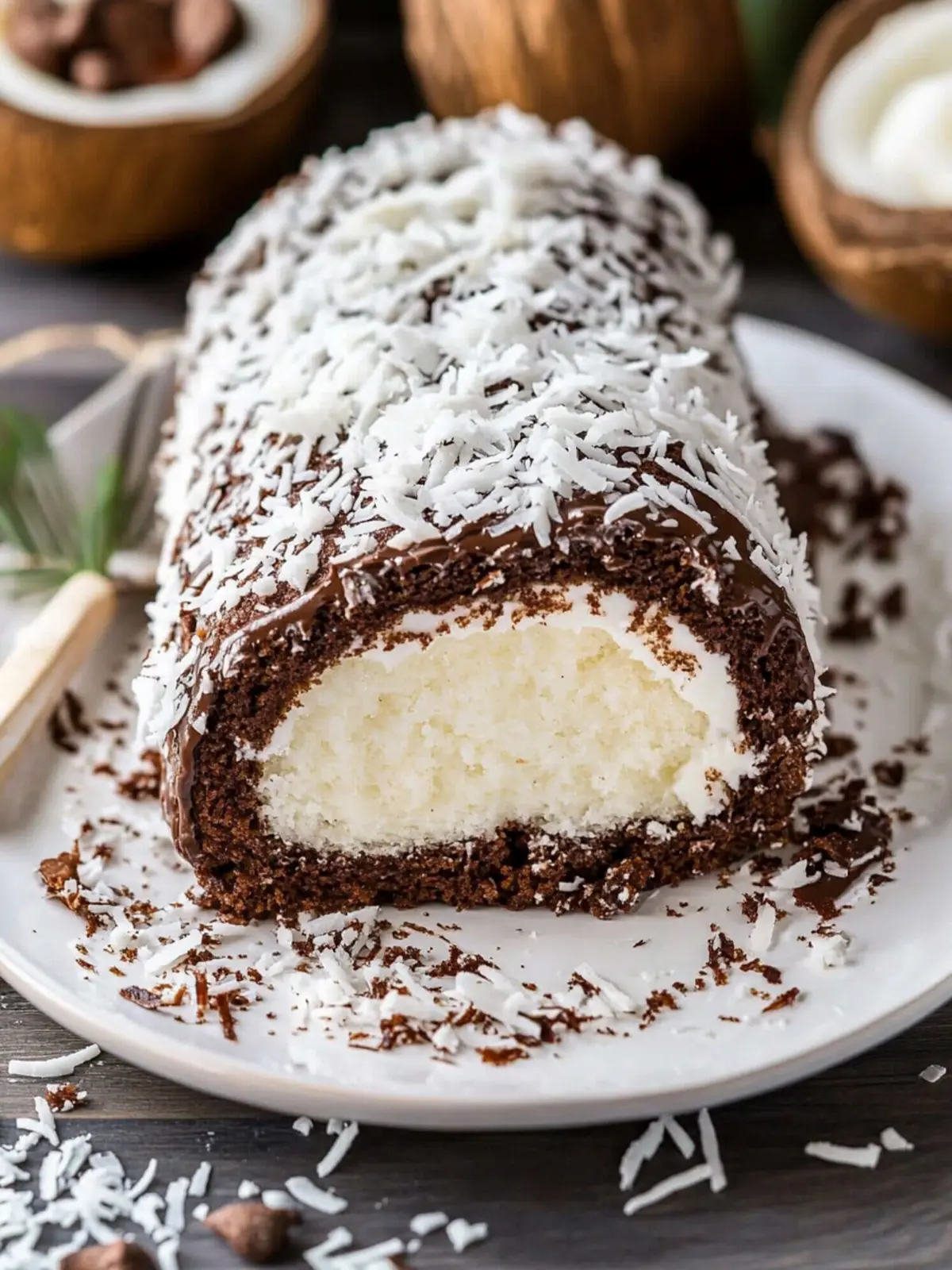 Decadent Chocolate Coconut Cake Roll for Sweet Celebrations 2 Chocolate Coconut Cake Roll